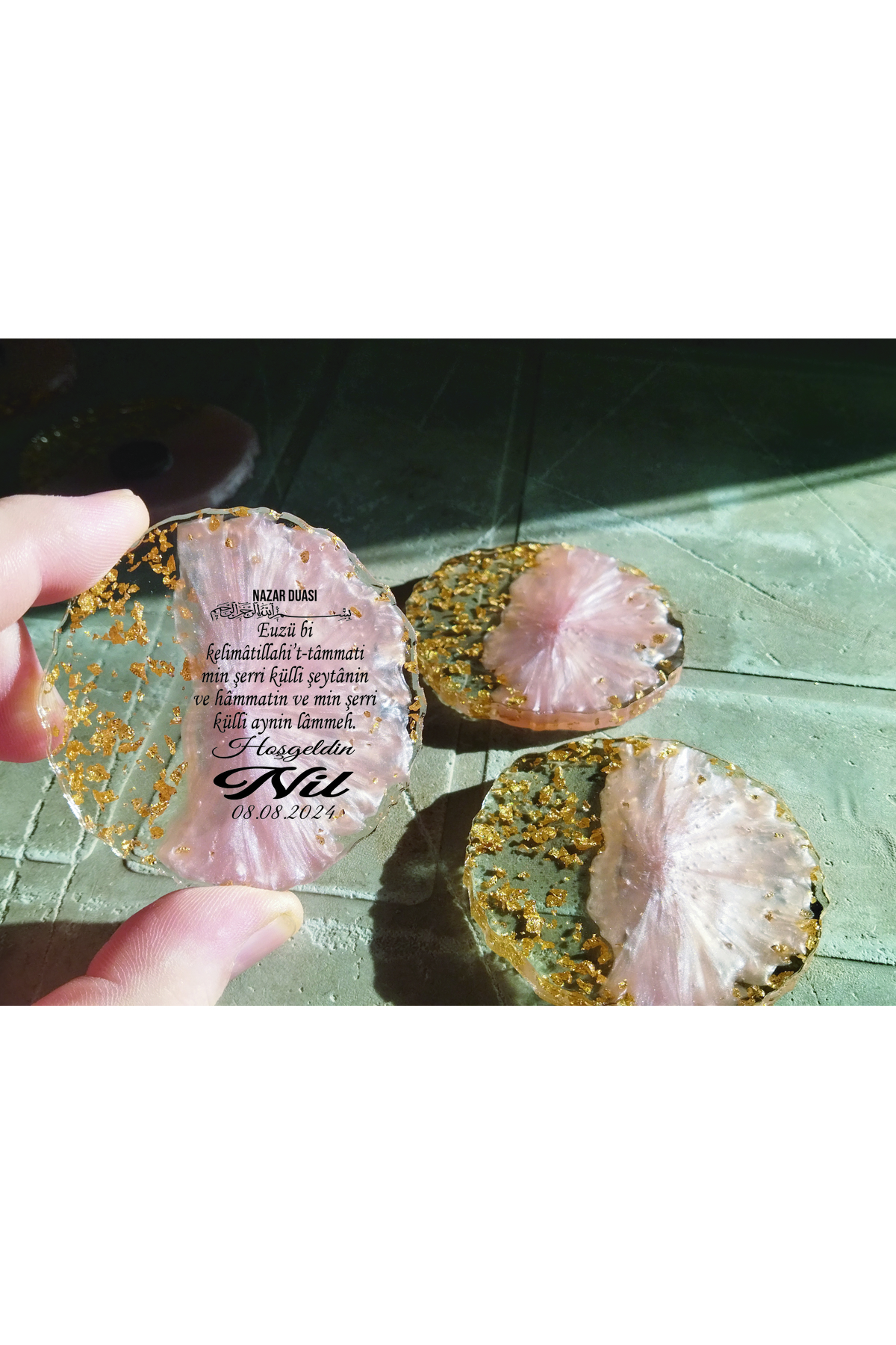 ErenAksesuar Pembe Epoksi Magnet 10 Adet Sünnet Doğum Günü Mevlüt Söz Nişan Nikah Kına Düğün Kuran Hediyelik fotoğrafı 2 (önizleme)