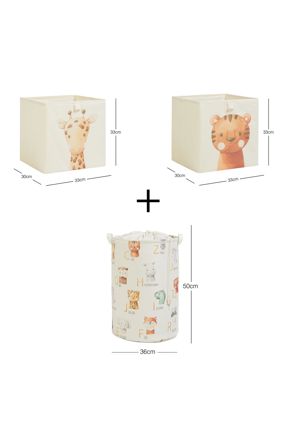 Ocean Home Textile-Set of 3 Cute Animals Kids Room Toy Organizer Storage Box Basket 3