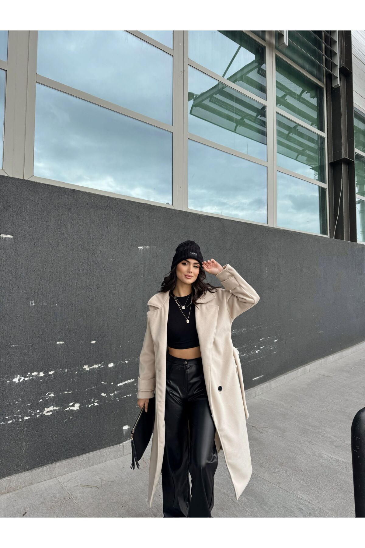 Sindimoda  Sheila Kaşe Oversize Kaban 2985 - Görsel 4