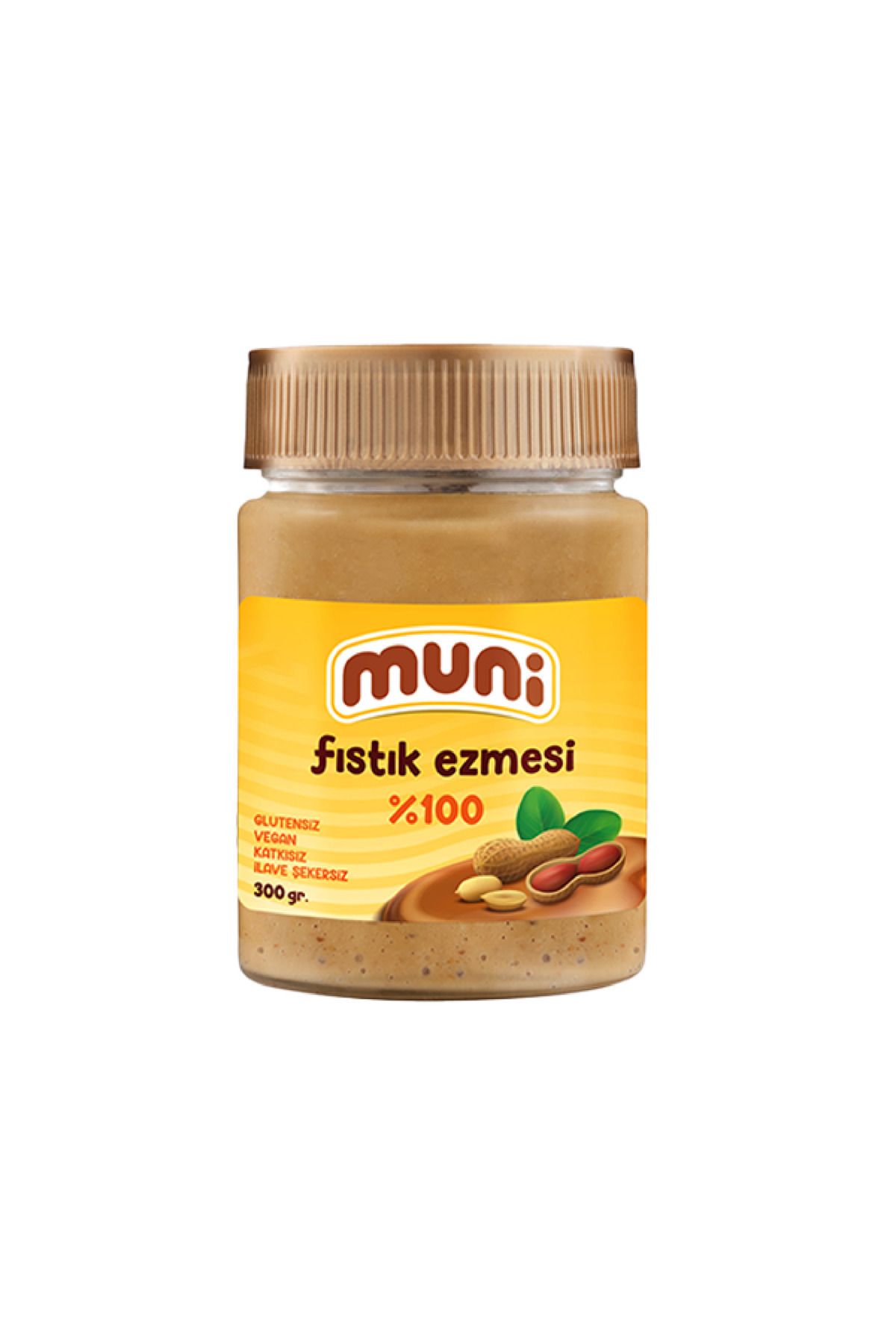 muni Şeker Ilavesiz %100 Fıstık Ezmesi, 300 G