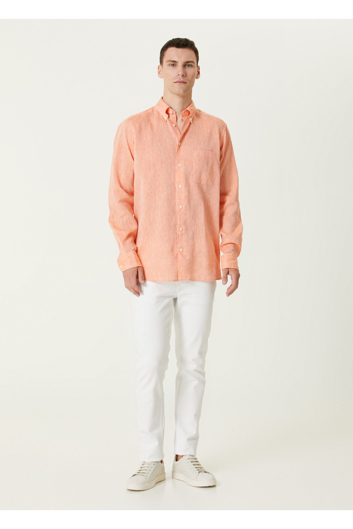 Eton-Orange Linen Shirt Size: 40 2