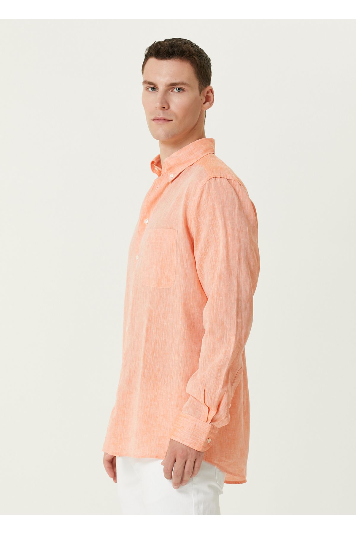 Eton-Orange Linen Shirt Size: 40 3
