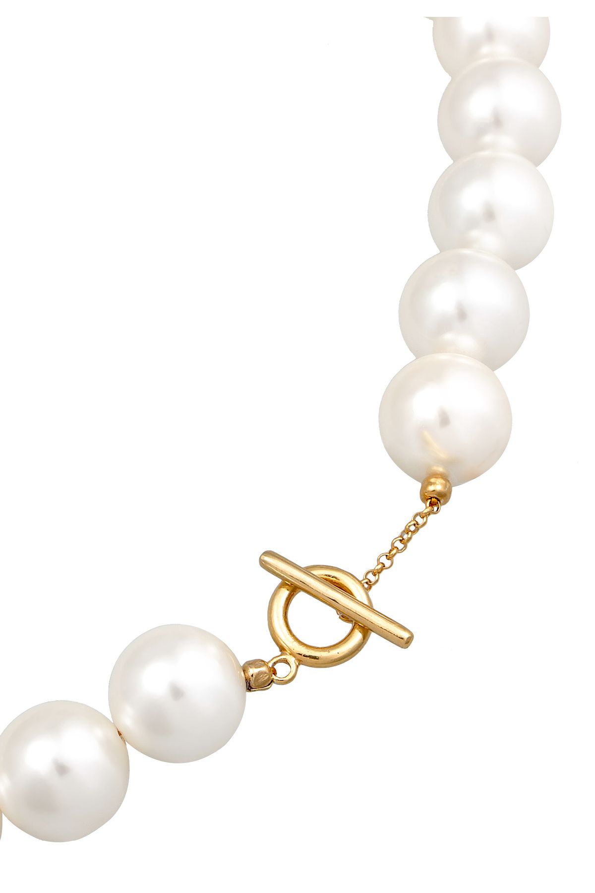 ELLI-Necklace Ladies Trend T-Bone Clasp with shell core pearls in 925 sterling silver gold plated 4