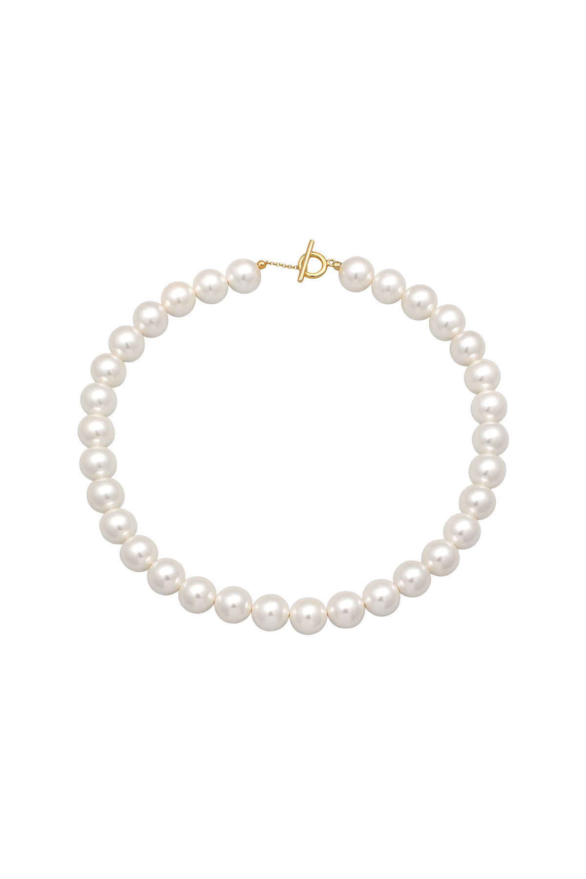 ELLI-Necklace Ladies Trend T-Bone Clasp with shell core pearls in 925 sterling silver gold plated 2