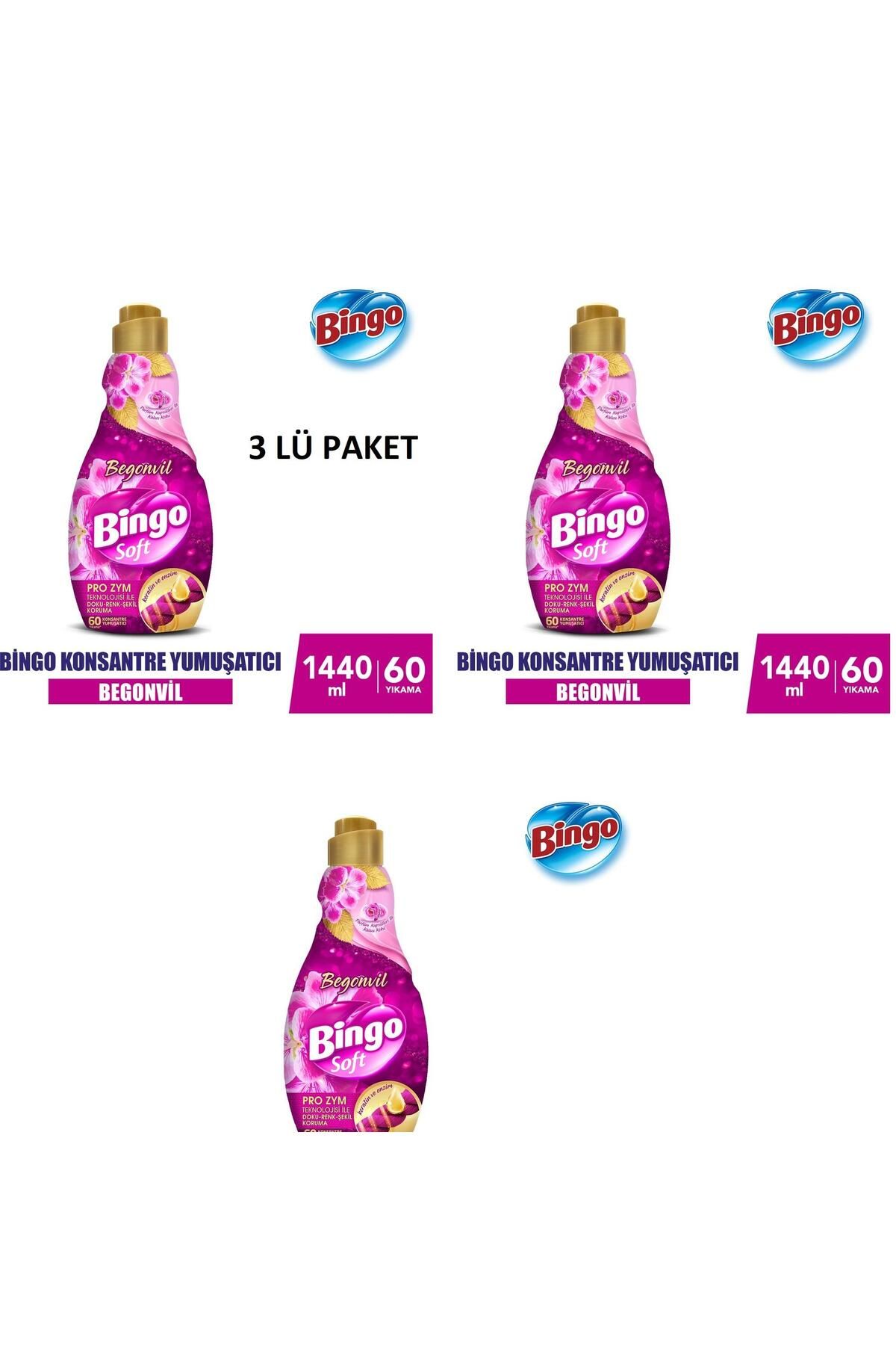 Bingo Soft Konsantre Çamaşır Yumuşatıcısı Begonvil 1440 ml X 3 Adet