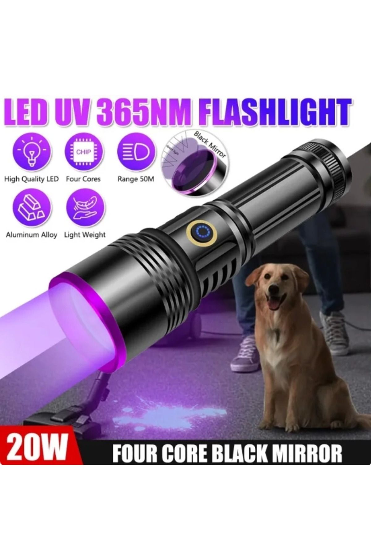 demila F-365 Uv 20w Şarjlı 26650 Pilli Profesyonel El Feneri - MLA7305-7463
