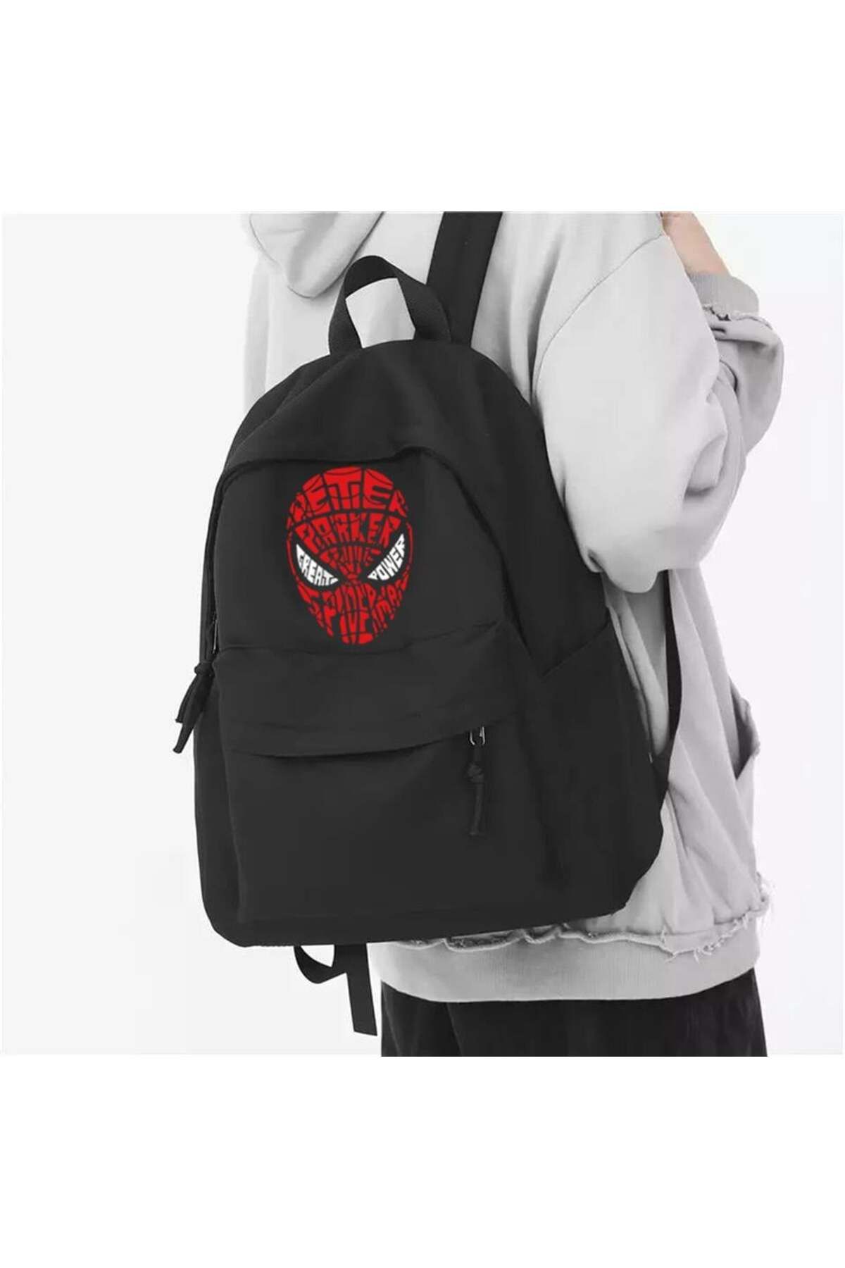 BAREM BUTİK Barem Butik  Spider-Man Head Baskılı Unisex Sırt Çantası