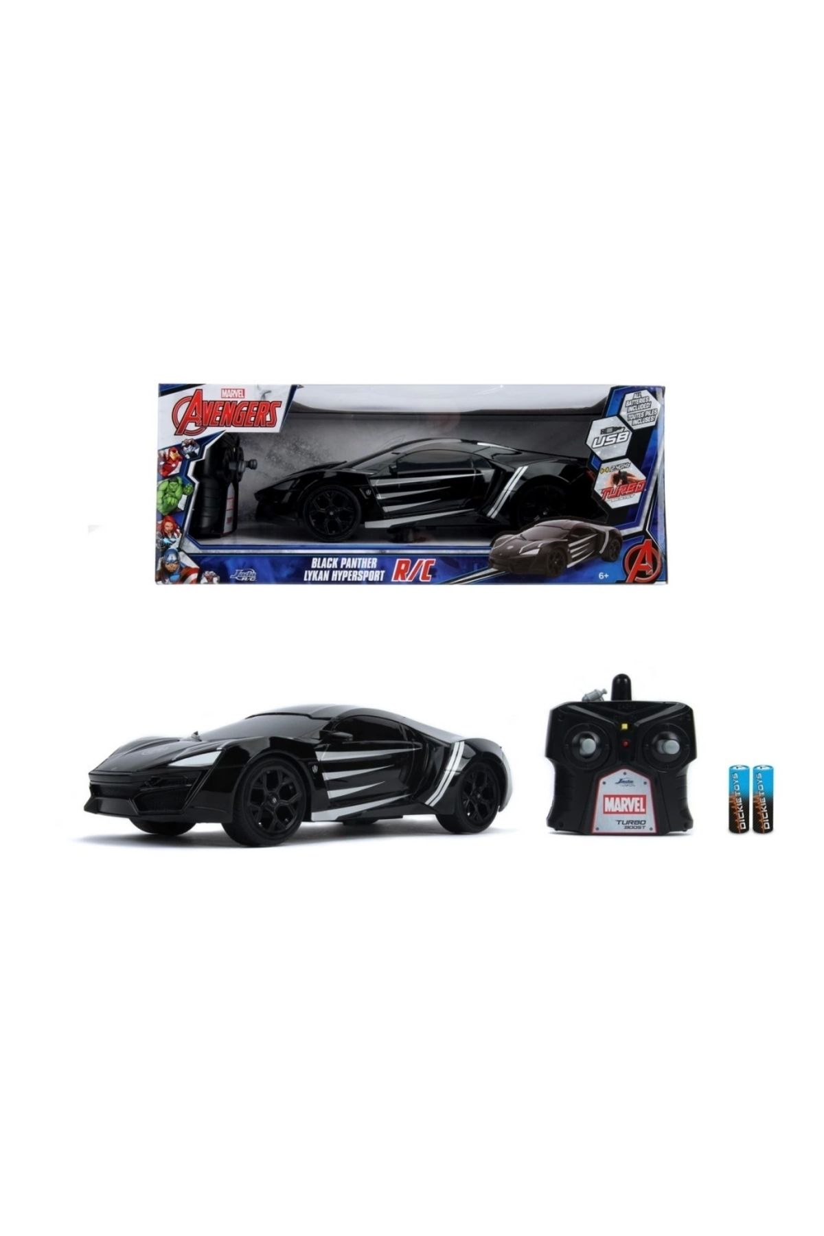 SYNOPE Çocuk 1:16 Jada Toys Marvel Black Panther Lykan Hypersport Kumandalı Araba