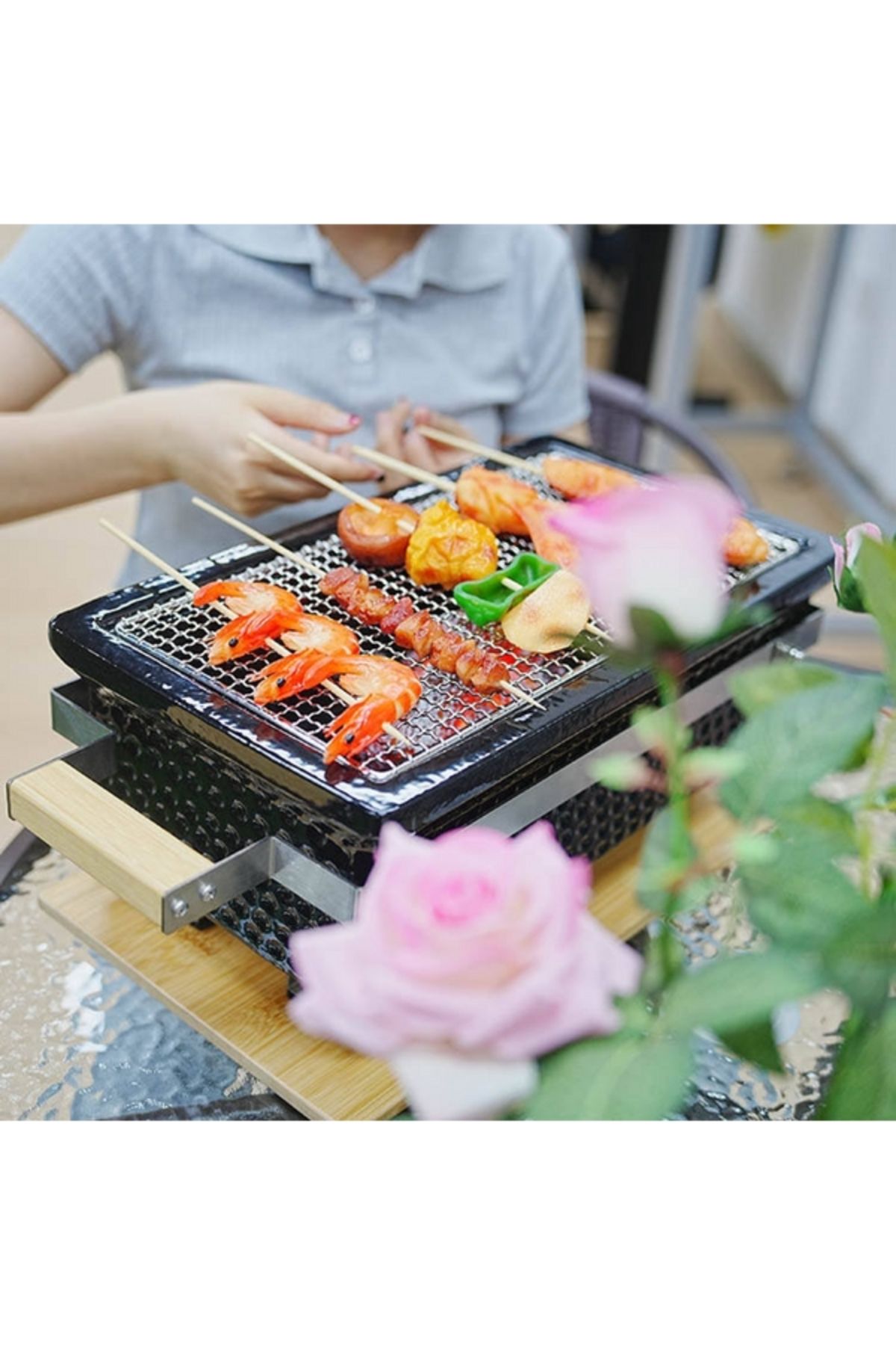 Auplex-Japanese Style Mini Portable Charcoal Barbecue Grill 7