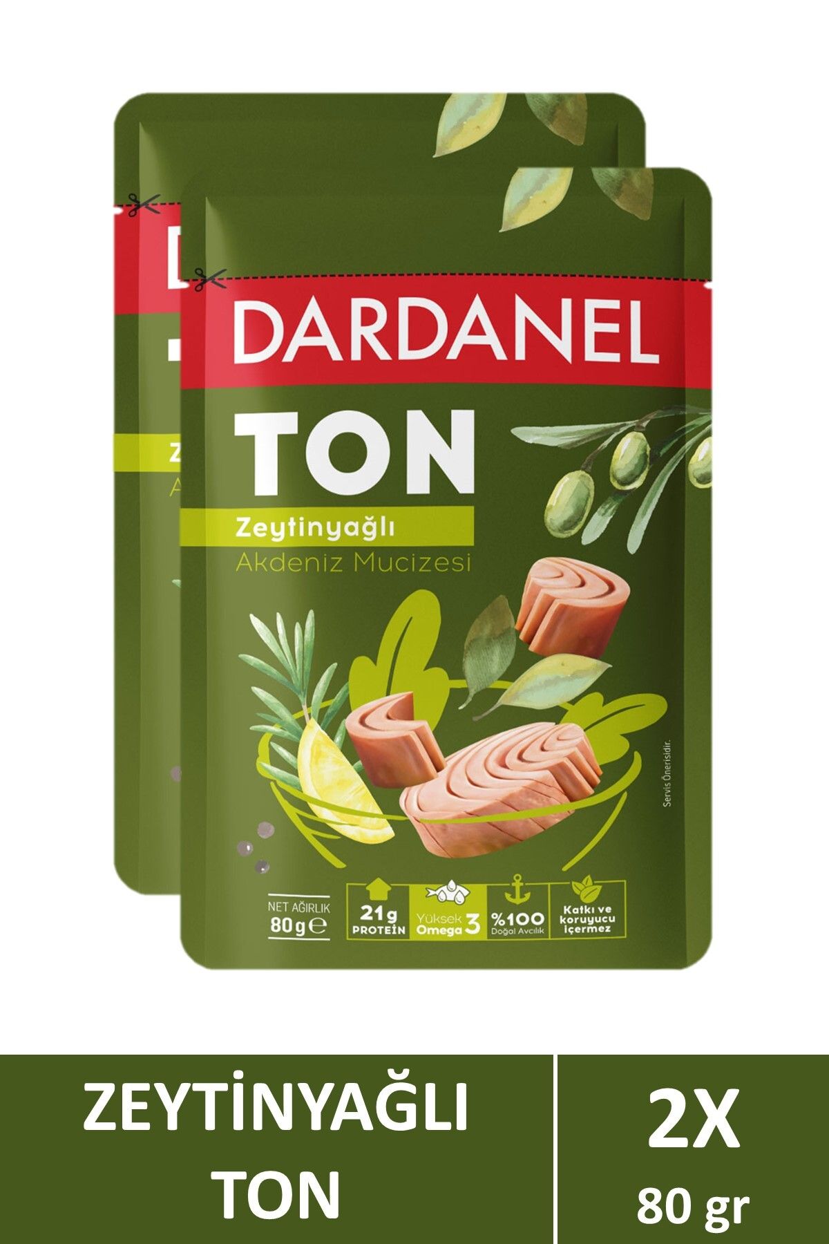 Dardanel Zeytinyağlı Ton Balığı Poşet 80 gr X 2 Adet
