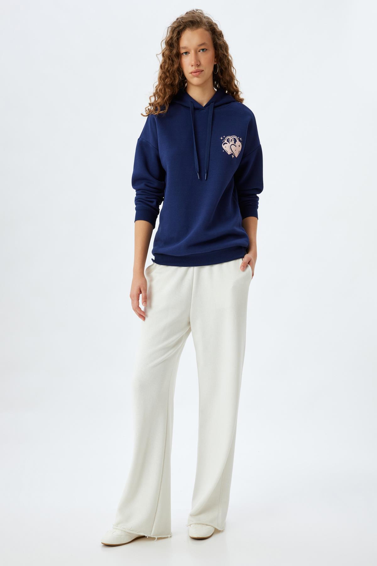 سویشرت زنانه آبی سرمه ای کوتونKoton | 5WAL10559IK اورجینال - تصویر 2