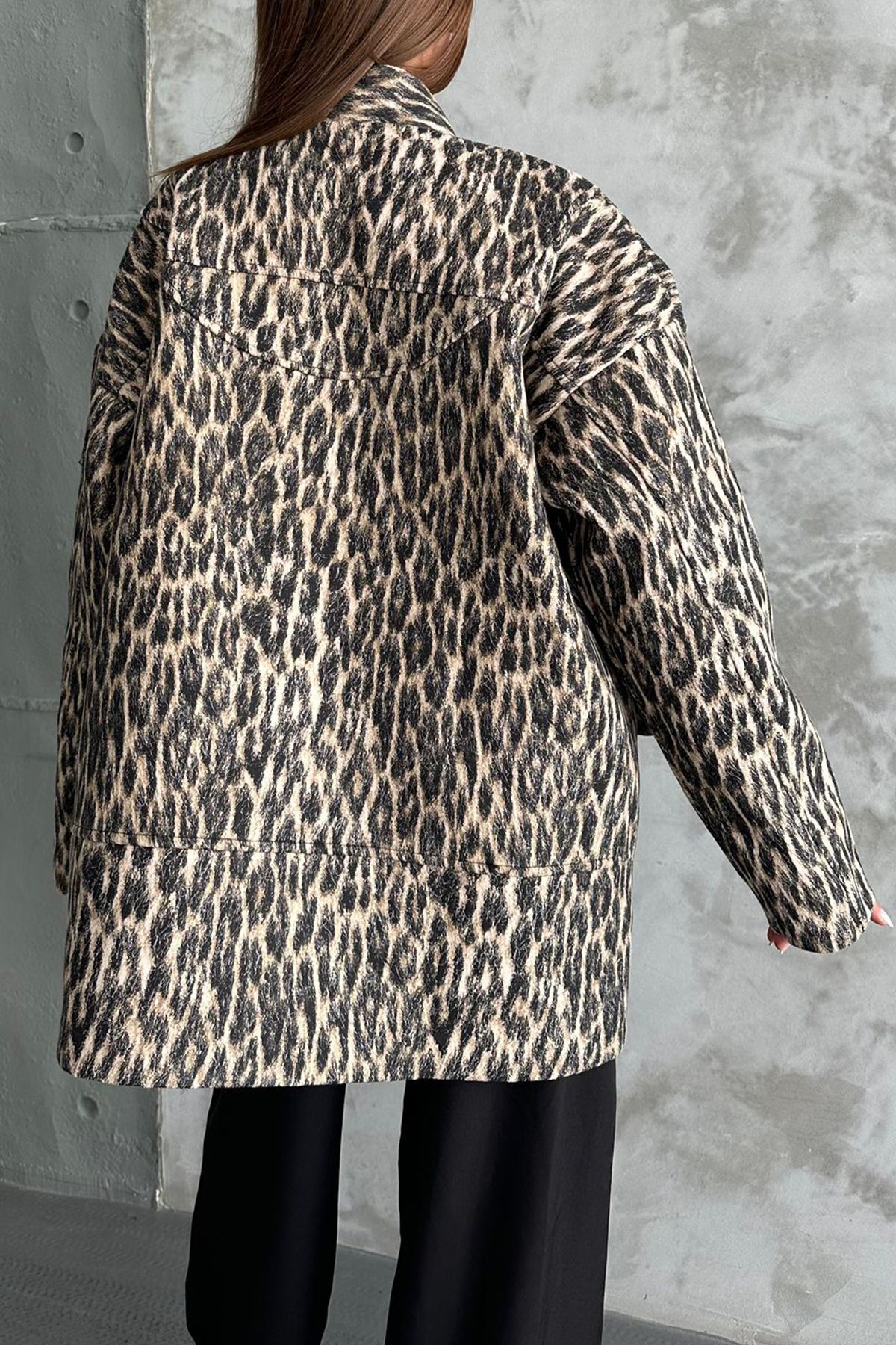 Edit by Trendyol-Palton supradimensionat cu model leopard multicolor TEDAW25MO00002 4