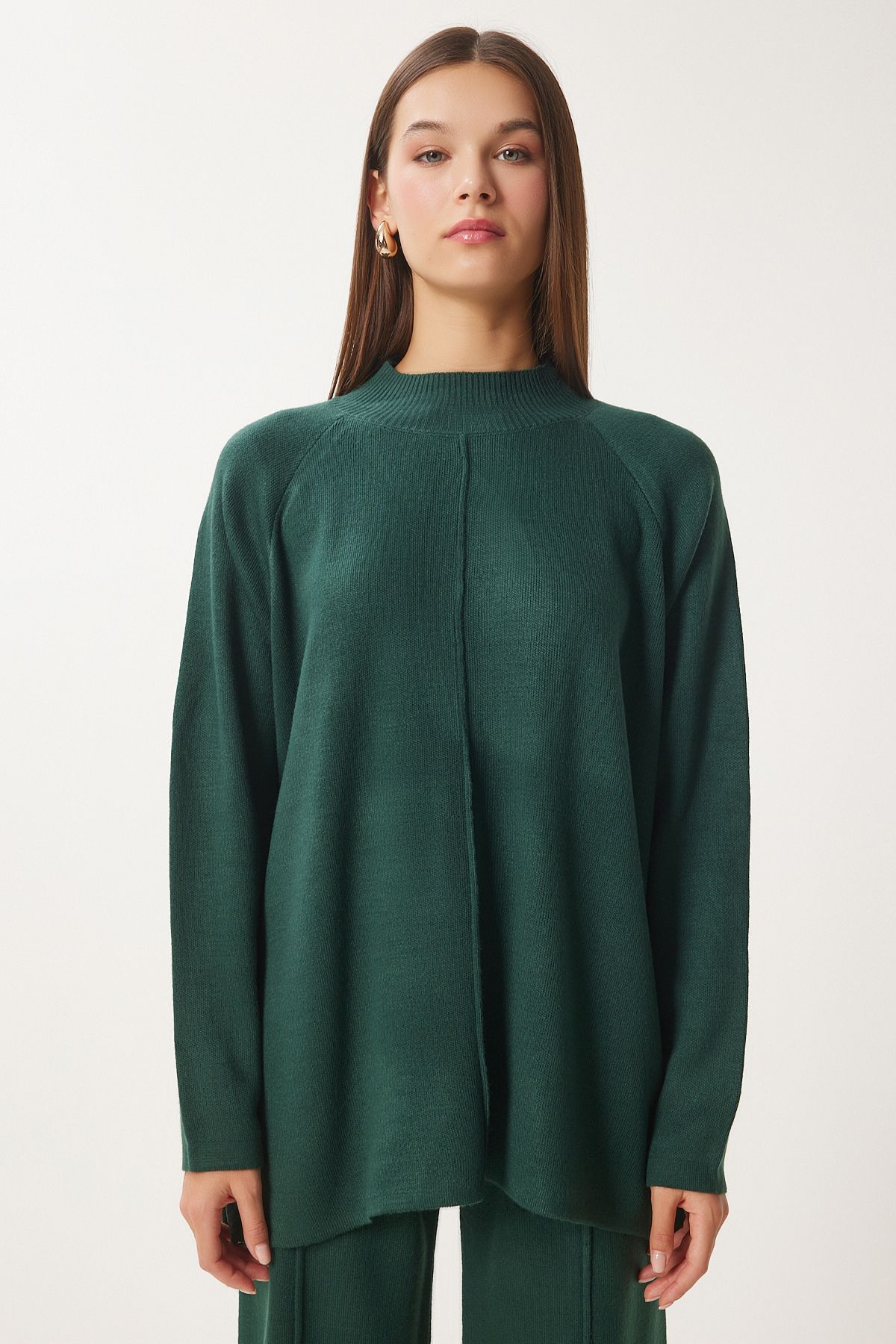 Happiness İstanbul-Smaragdgrünes Strickpullover- und Hosen-Set – MU00012 3