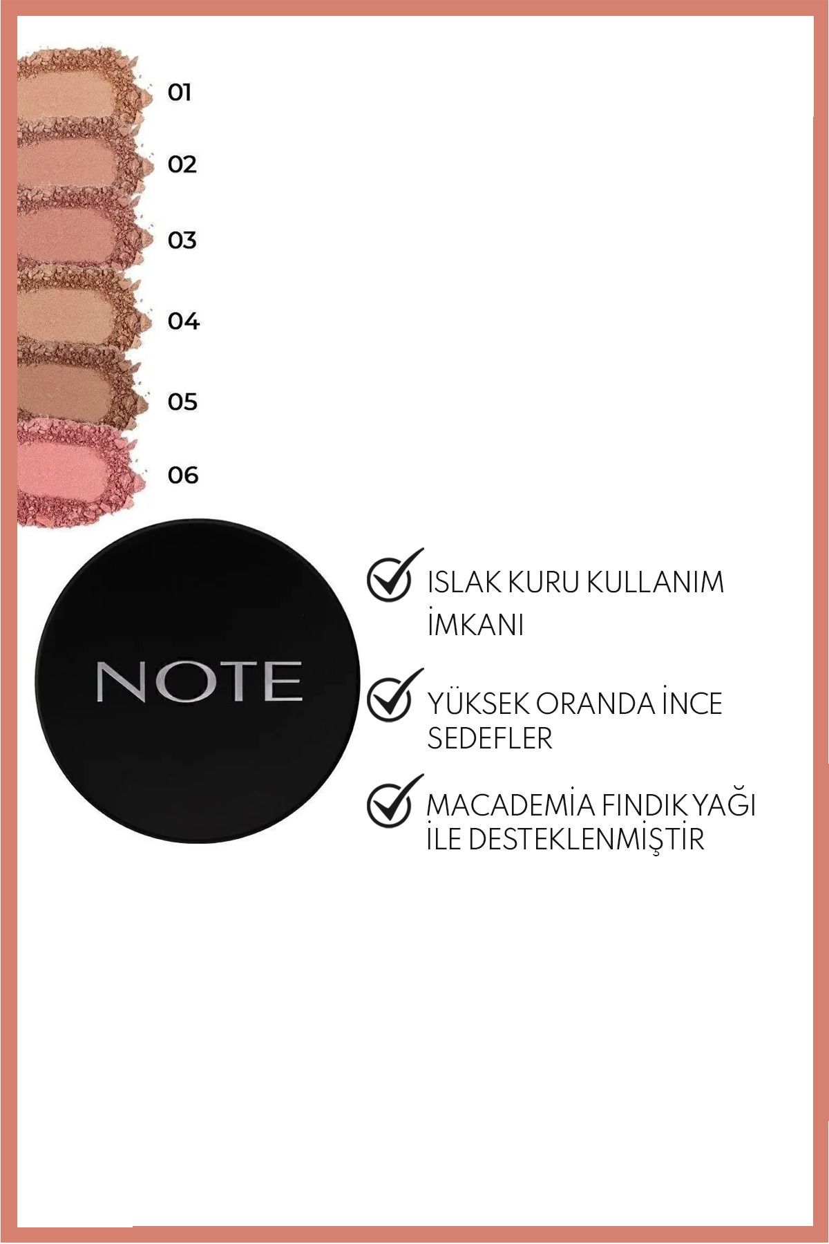 NOTE-06 Hot Rose - Glittering Baked Baked Blusher Powder Blush 2