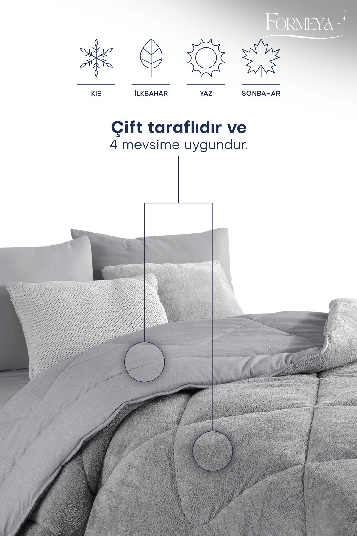 Formeya-Luxuriöse graue King-Size-Wellsoft-Steppdecke – doppelseitig 3