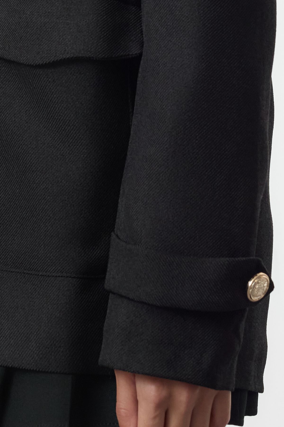 Trendyol Collection-Fekete zseb részletes gyapjú megjelenésű, túlméretezett szőtt blézerkabát TWOAW25BC00039 4