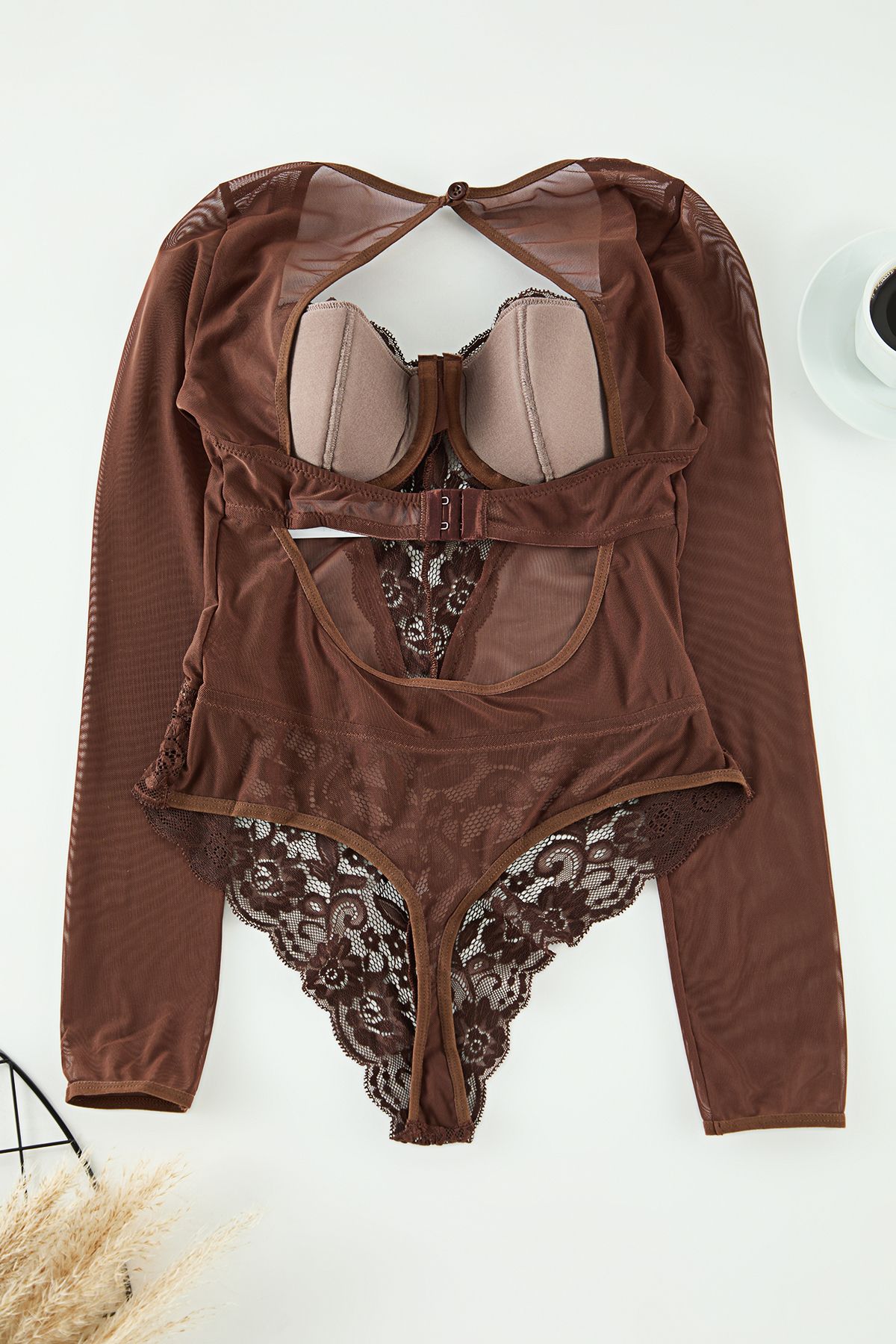 Trendyol Collection-Cut-Out-Body mit brauner Spitze – THMAW25BD00003 7