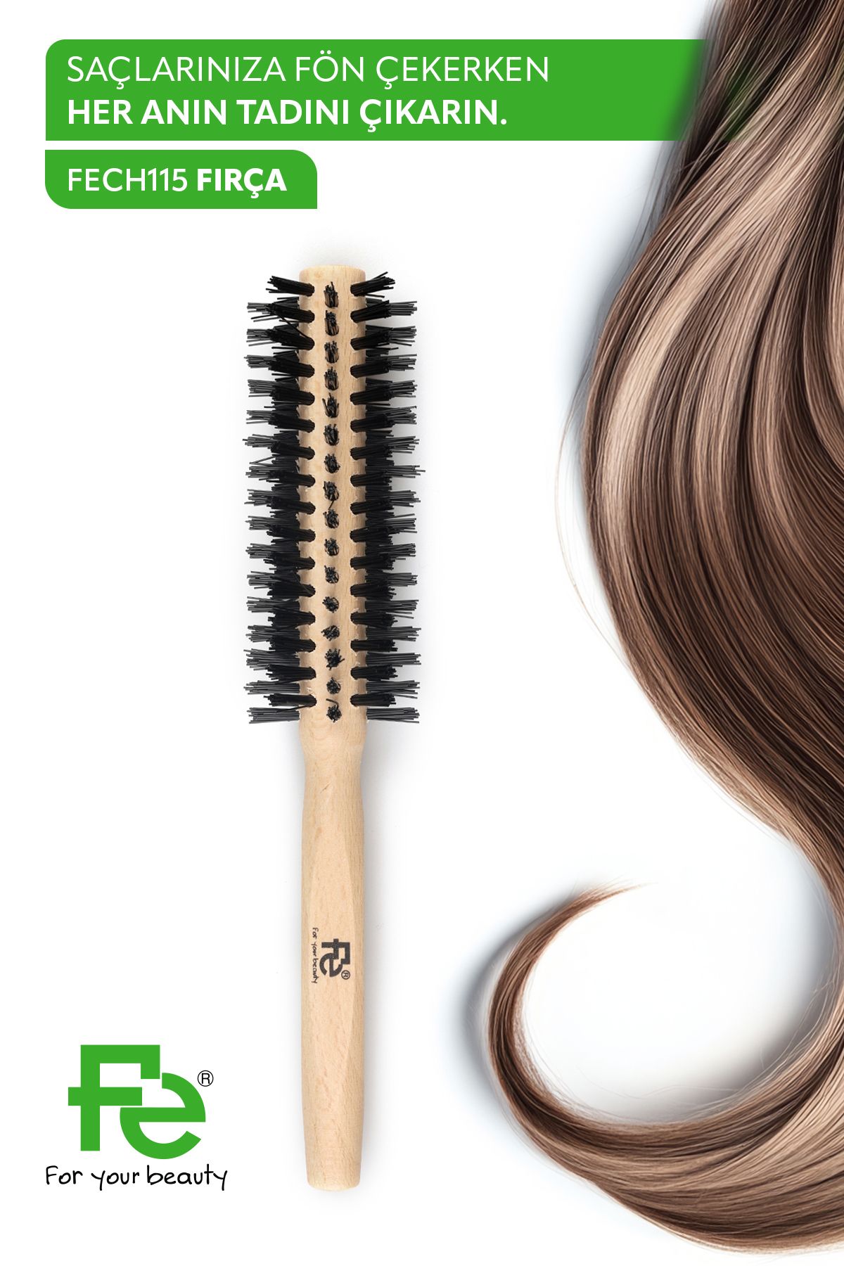 Fe-Style Wooden Hair Detangling Brush 1