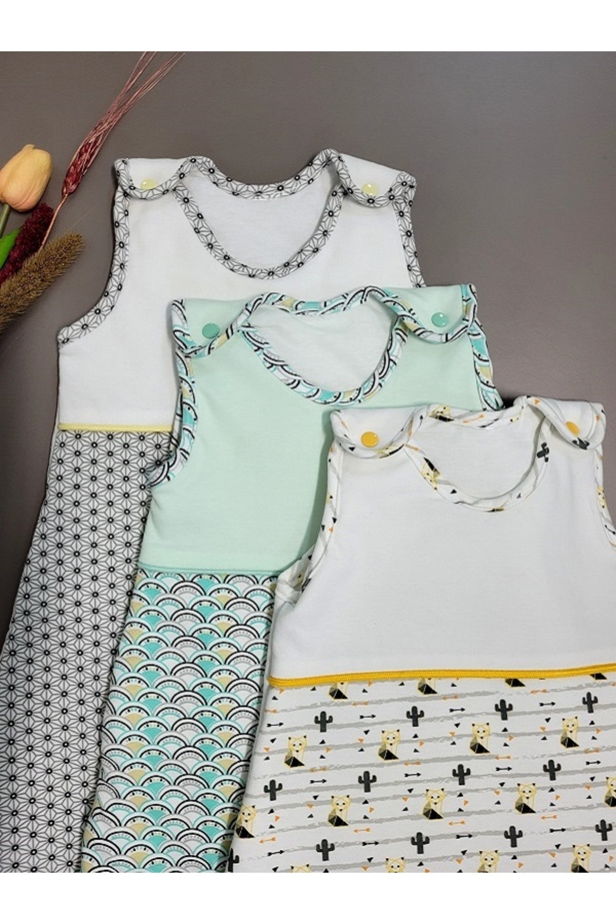 PAMUK HANIM Kışlık 2,5 Tog Kolsuz Kız-erkek Bebek, Çocuk Pamuklu Penye Uyku Tulumu Fox /mint fotoğrafı 5 (önizleme)