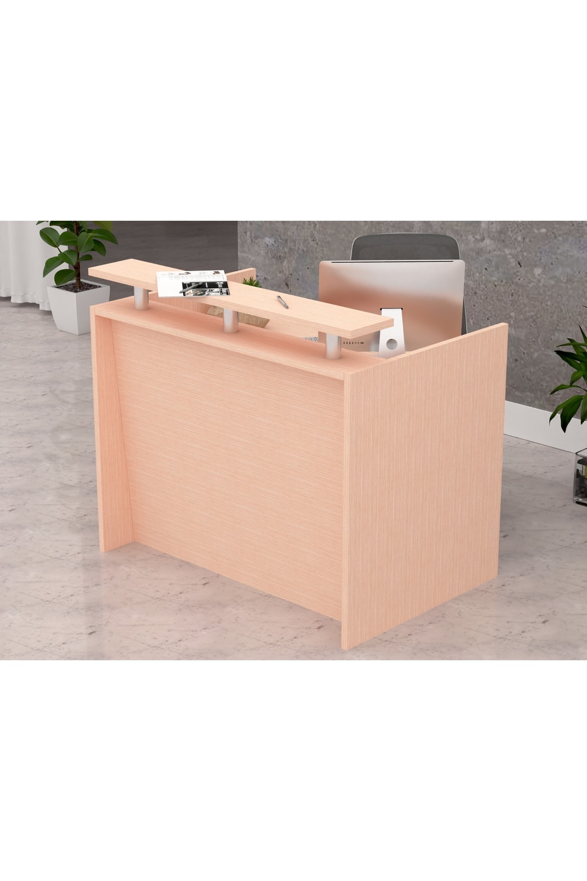 Mahmayi-R06 Oak Office Reception Desk Without Drawers - 120cm 2