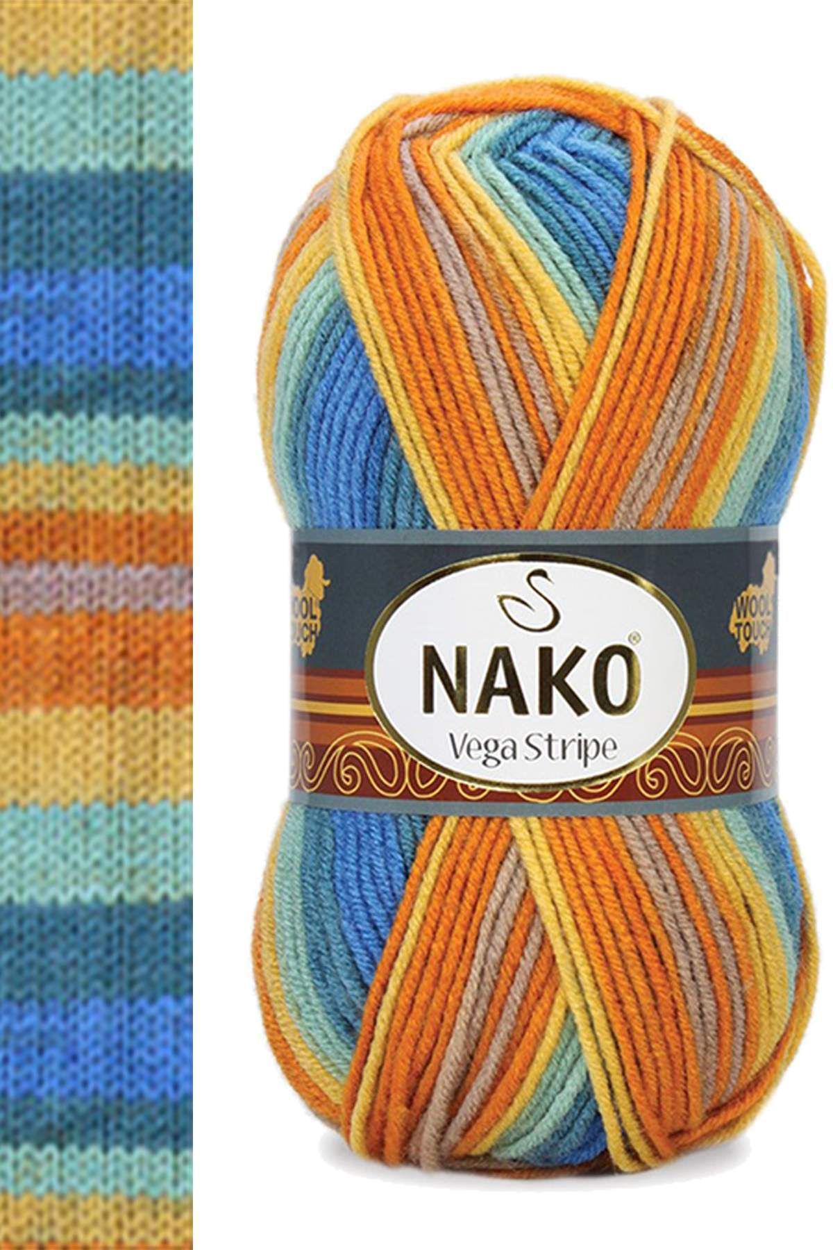 NAKO 1 Adet Vega Stripe Premium Akrilik El Örgü İpi Yünü No: 82421