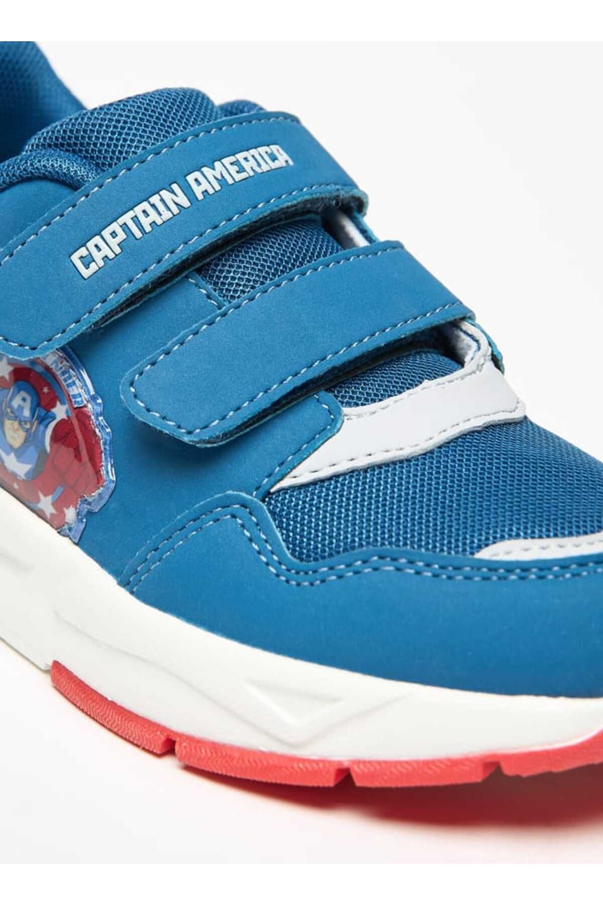 Marvel-Captain America Print Sneakers with Hook and Loop Closure 5