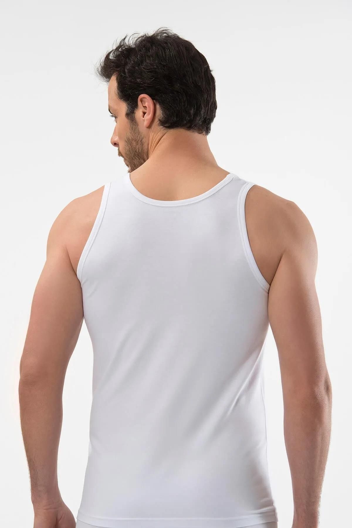 Cacharel-Men's Undershirt, Cotton Lycra Men's Undershirt, White Undershirt 3