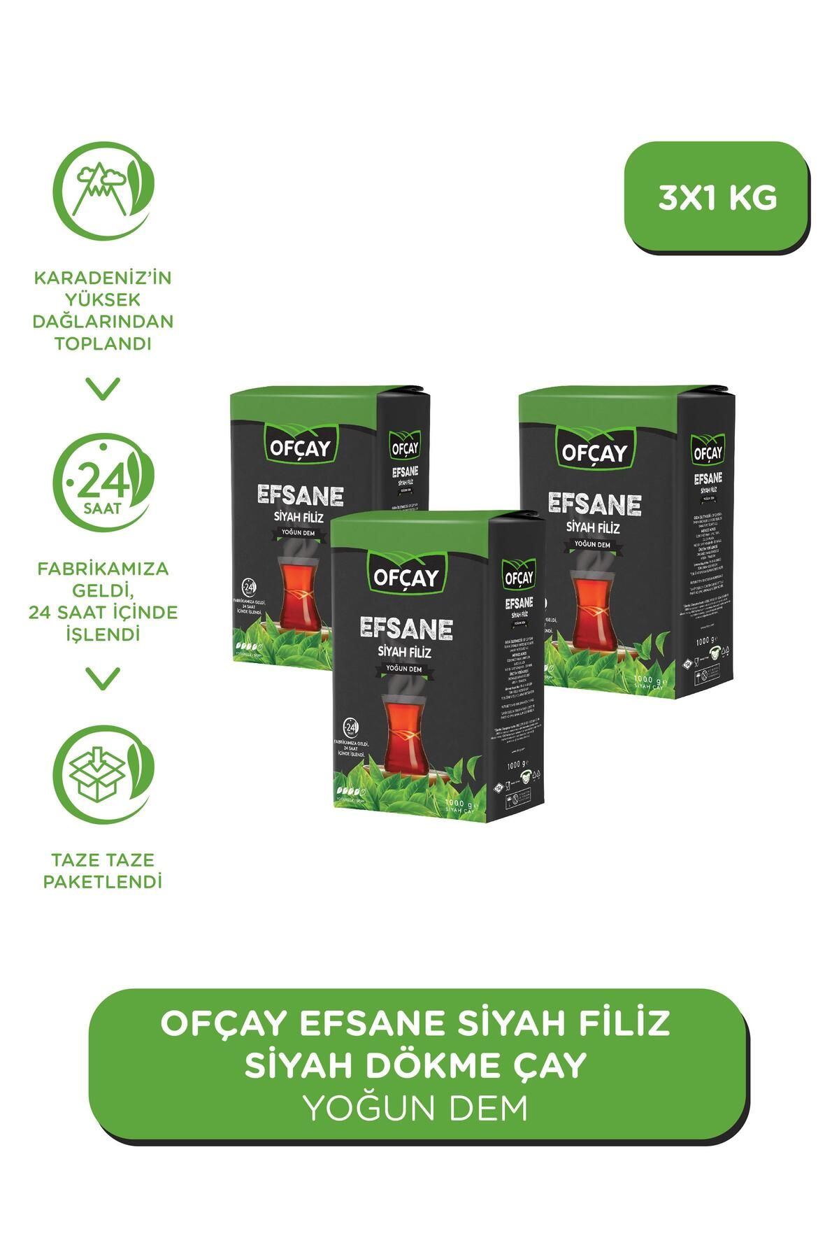 Ofçay Efsane Filiz Dökme Siyah Çay 1000gr X 3 Adet