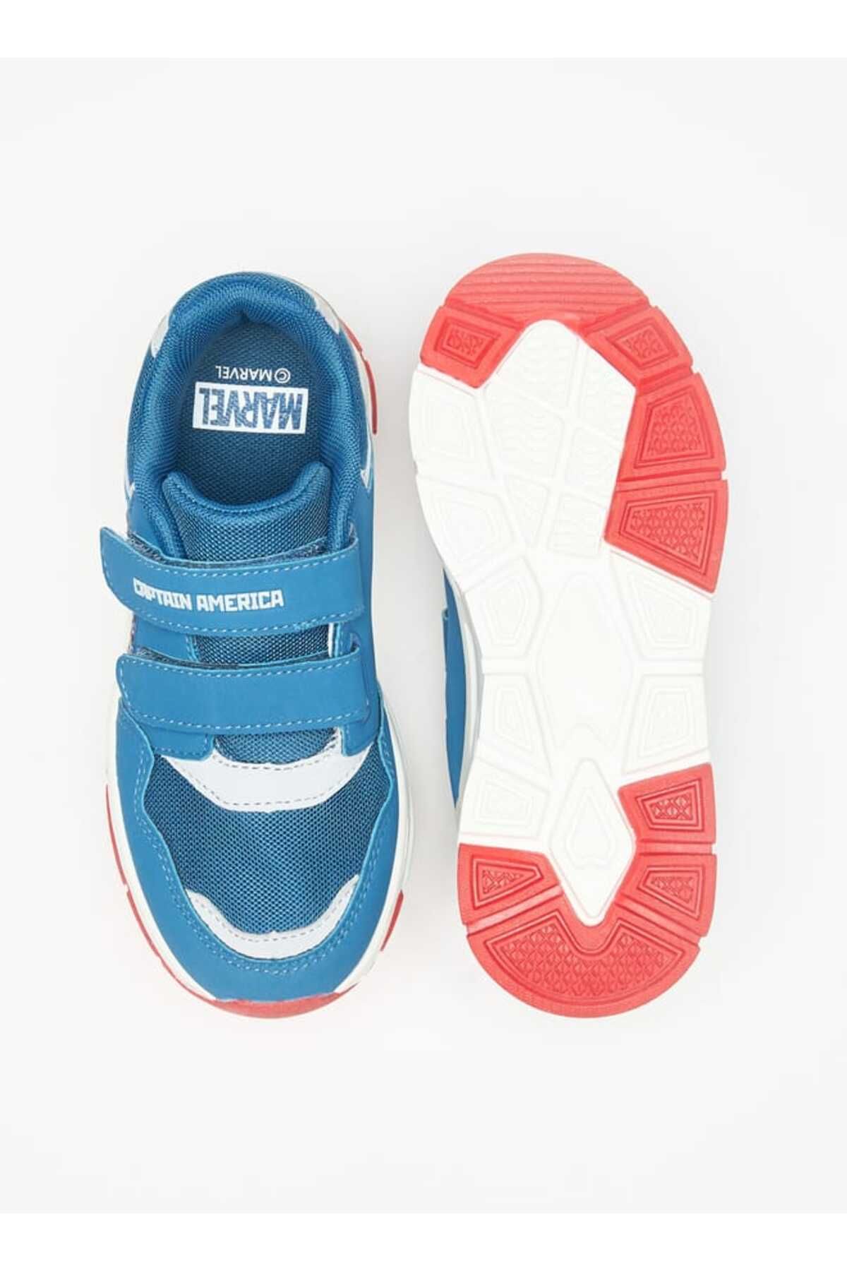 Marvel-Captain America Print Sneakers with Hook and Loop Closure 4