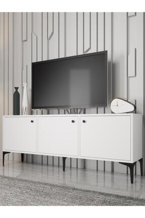 Wood'n Love Bello 160 Cm Metal Ayaklı Tv Ünitesi - Konsol - Beyaz / Siyah
