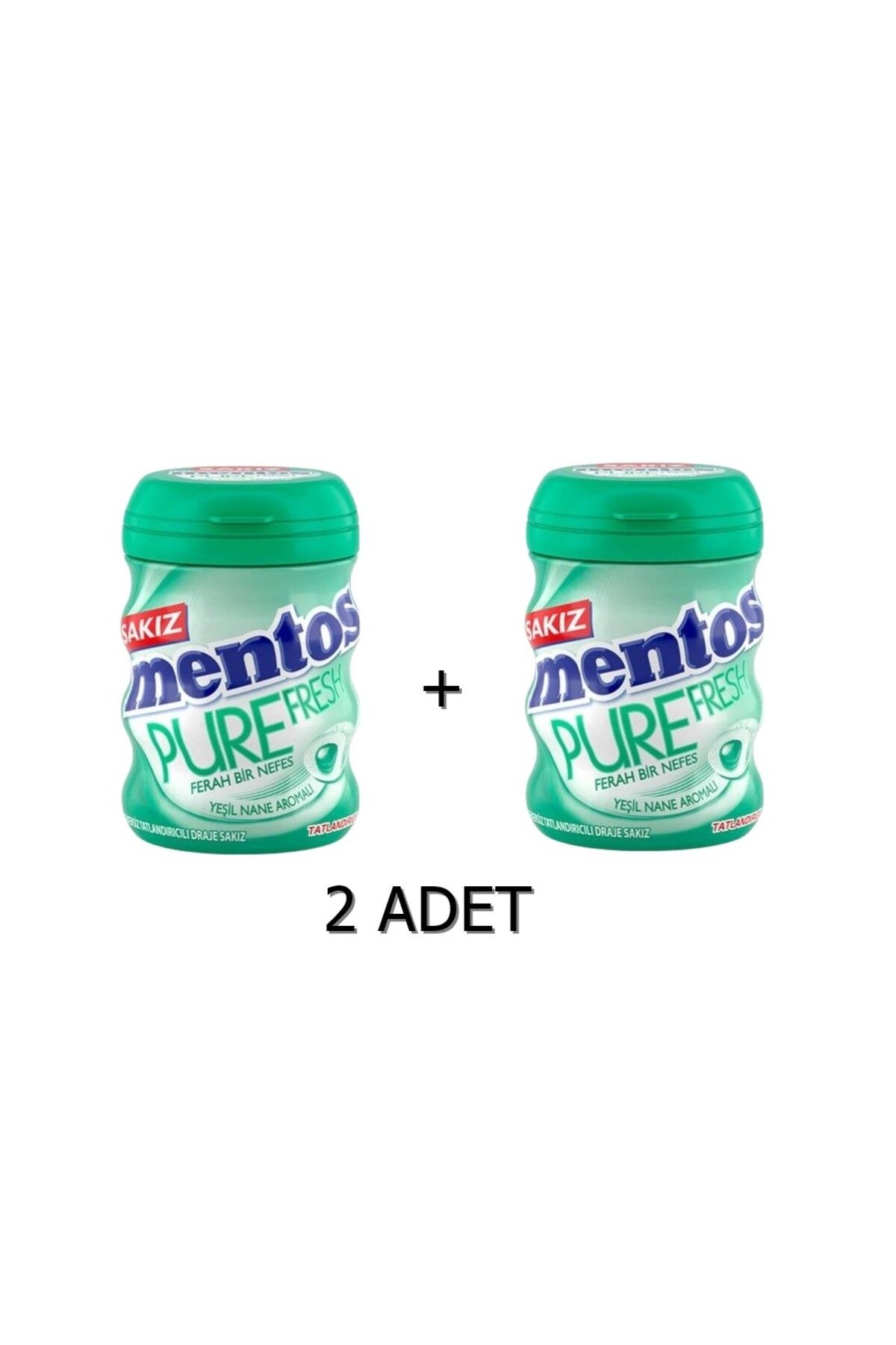 Mentos Pure Fresh Yeşil Nane Aromalı Sakız - Şekersiz(Tatlandırıcılı) 60g (2 ADET)