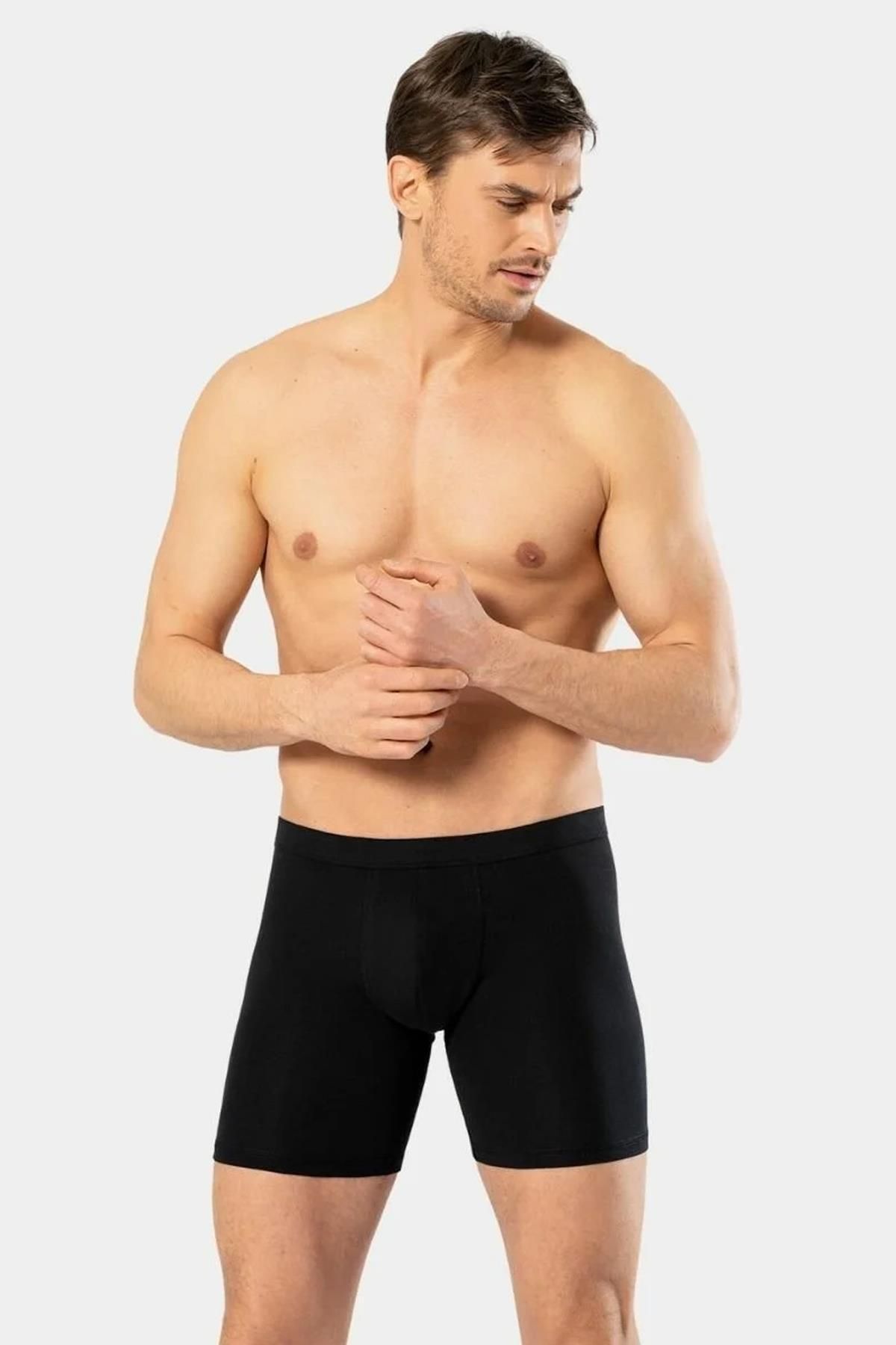 Cacharel Erkek Boxer, Bel Bantlı Uzun Boxer, %95 Pamuk %5 Likralı