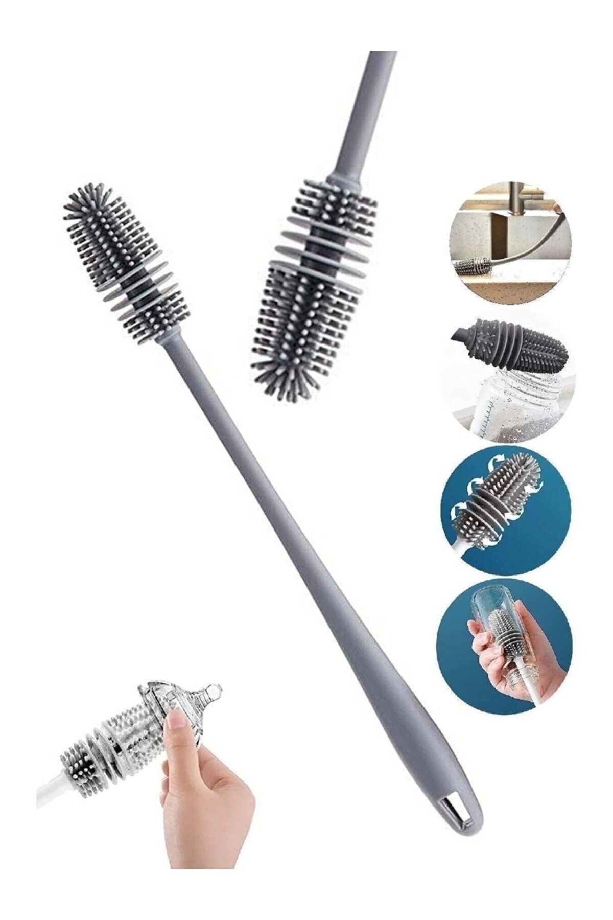 CocoVia ( 2'li Pratik Biberon Set ) Biberon Kurutucu + Temizleme Fırçası - Bebek Biberon 2'li Seti fotoğrafı 2 (önizleme)