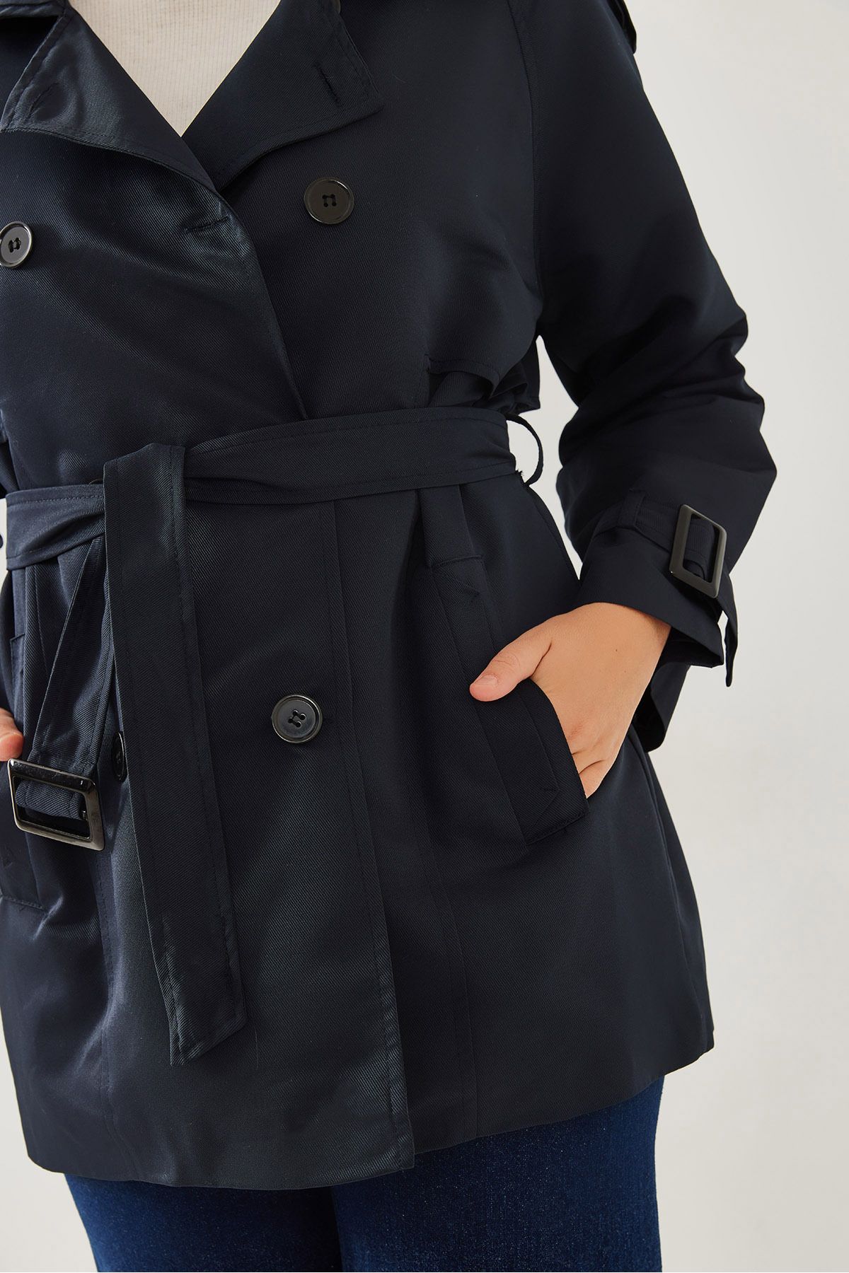 Bianco Lucci-Női Epaulet részletes, közepes méretű felvonókabát 2489 60351163 3