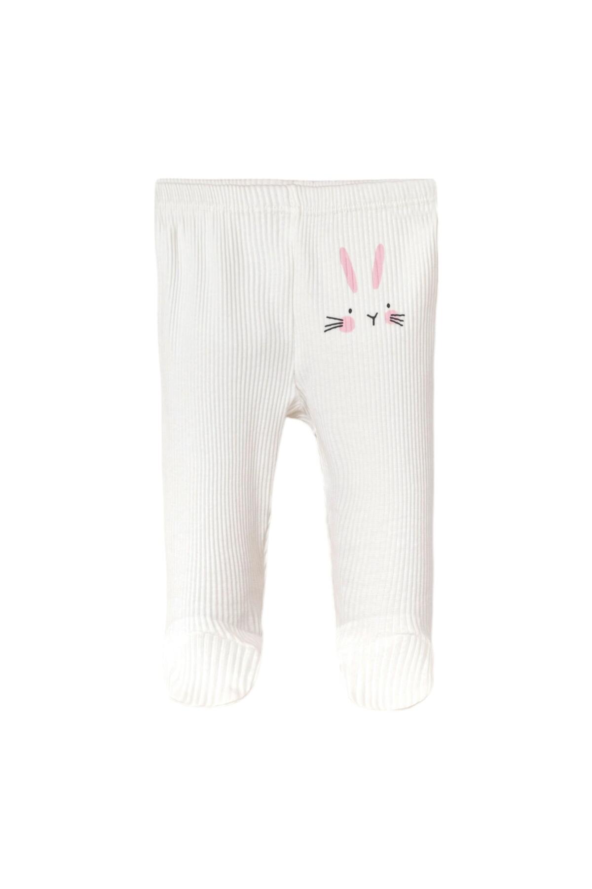 Necix's Tavşan Baskılı Kız Bebek Çıtçıtlı Badi ve Patikli Alt Üç Adet İkili Takım fotoğrafı 5 (önizleme)