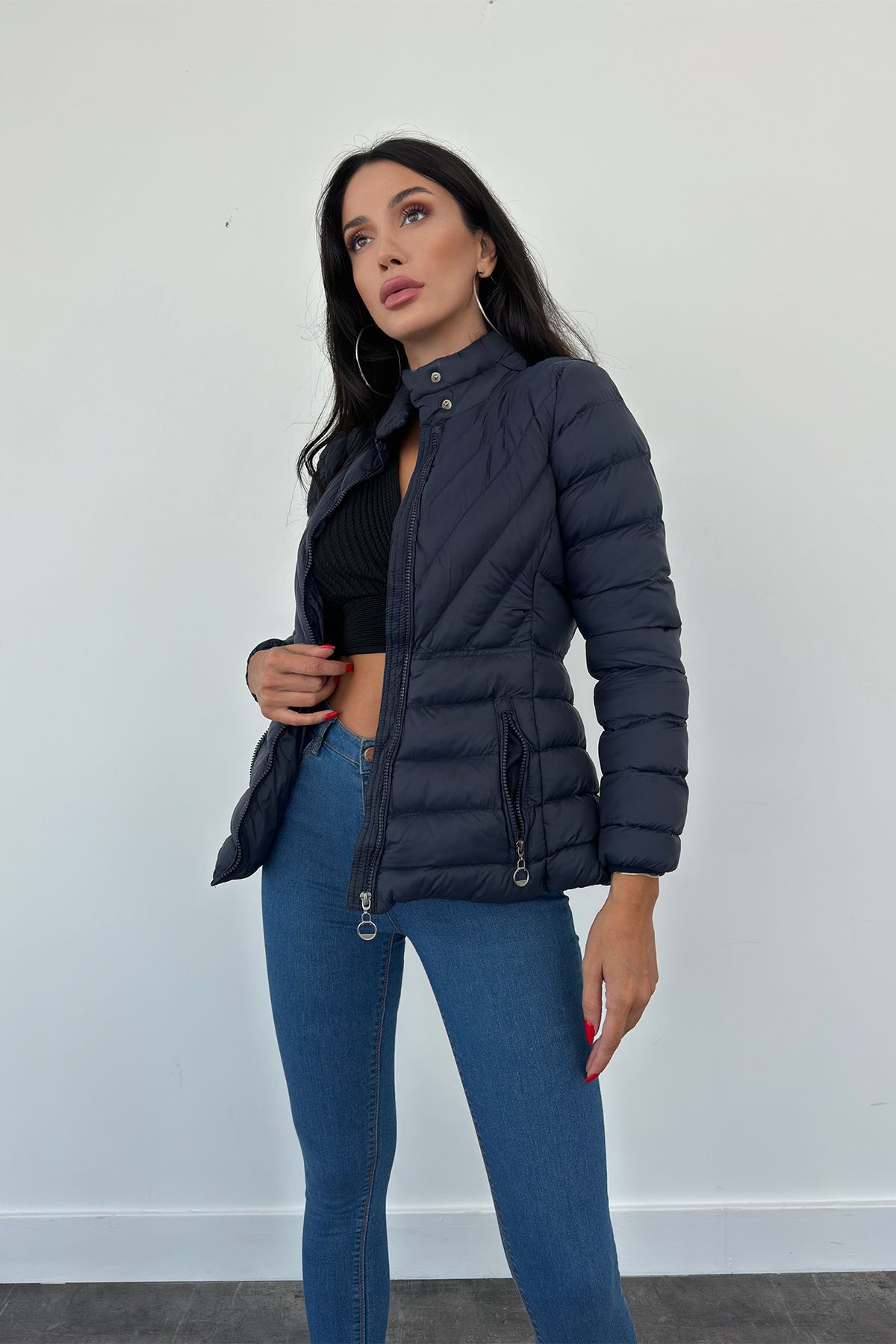 Weyeze-Water Repellent Basic Stand Collar Inflatable Jacket AD-K50318LNW 3