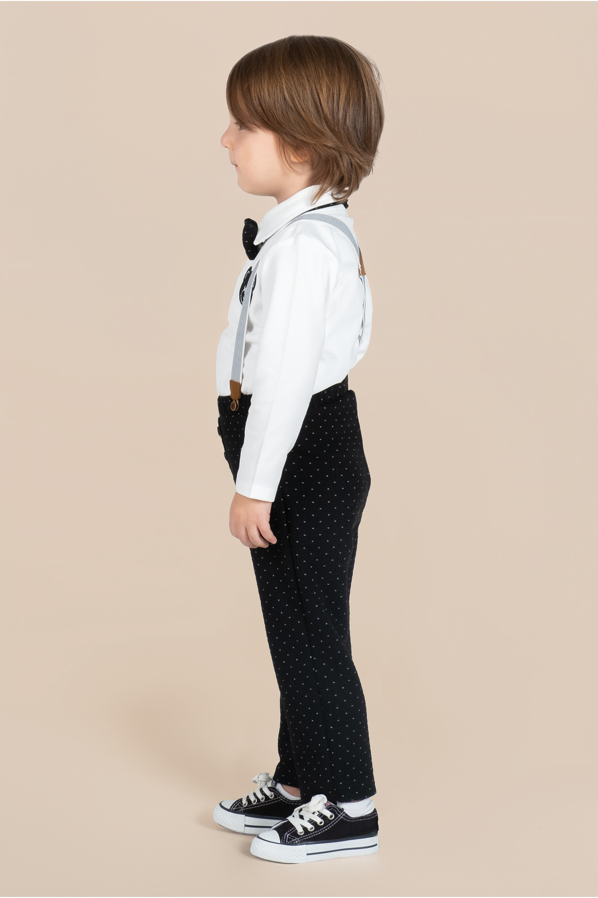 Kyron Erkek Çocuk Ekru Papyonlu ve Askılı 4'lü Takım - Şık Özel Gün Kombini fotoğrafı 3 (önizleme)