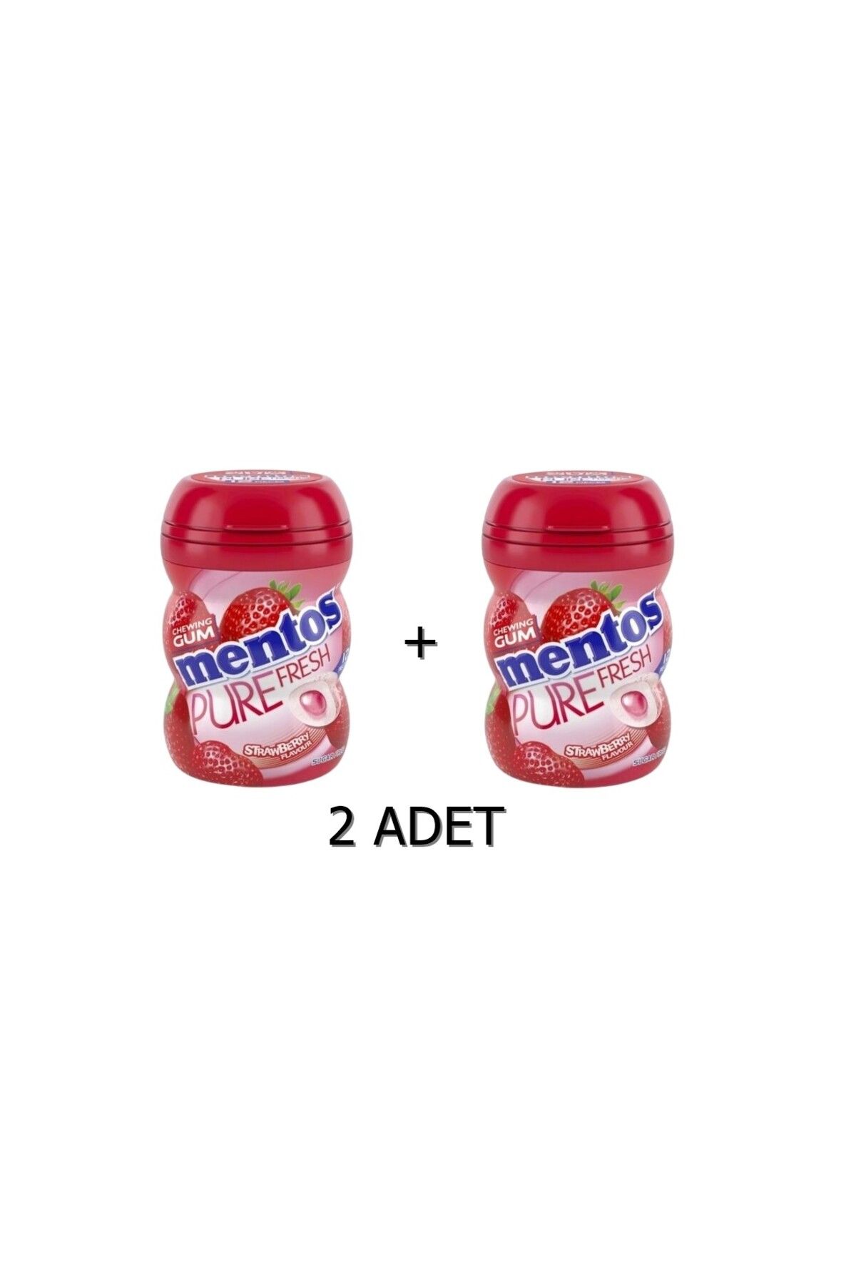 Mentos Pure Fresh Çilek Aromalı Sakız - Şekersiz(Tatlandırıcılı) 60g (2 ADET)