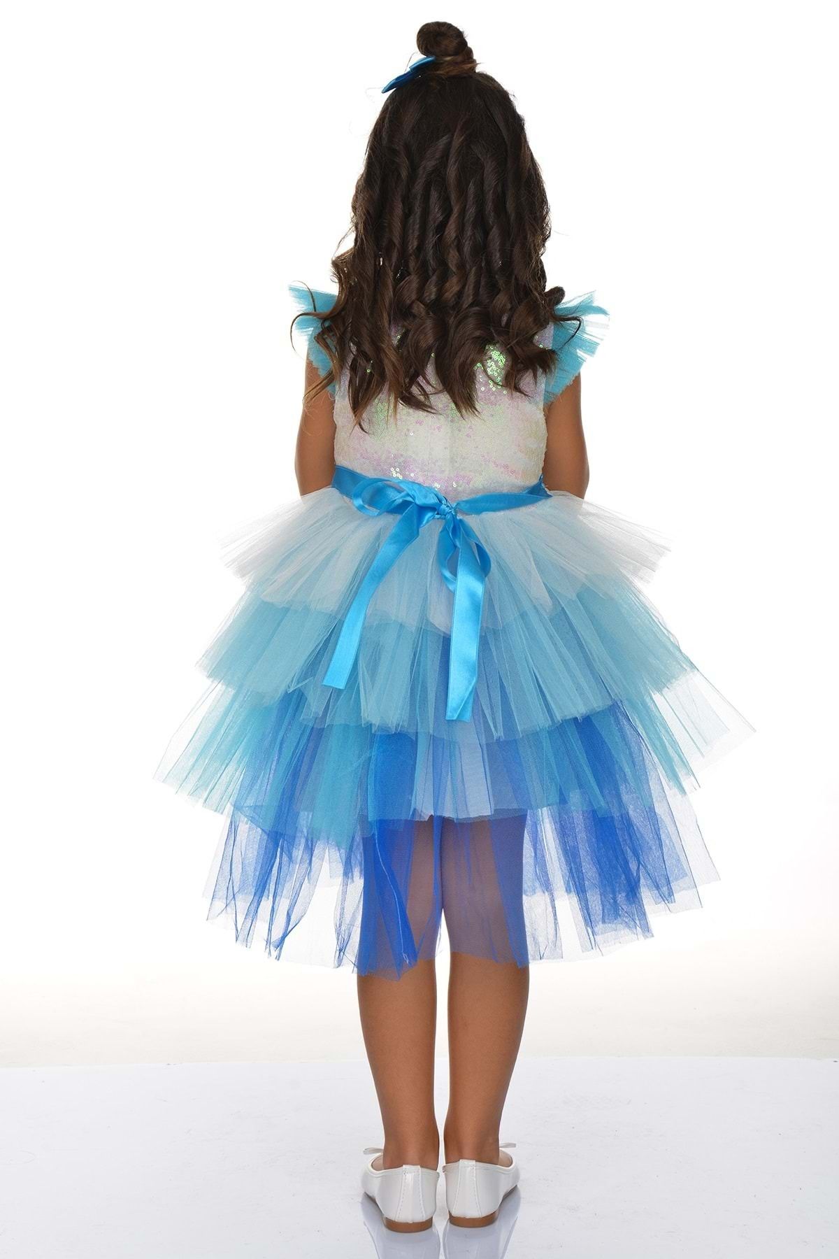 Mnk-Sequined Tutu Party Dress Blue 4