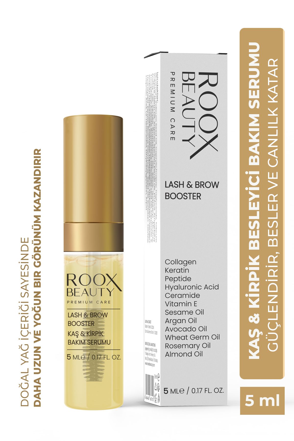 Roox Beauty-Keratin Peptide Hyaluronic - 7 Different Oily Eyebrow Eyelash Serum with Acid Ceramide and Vitamin E 1