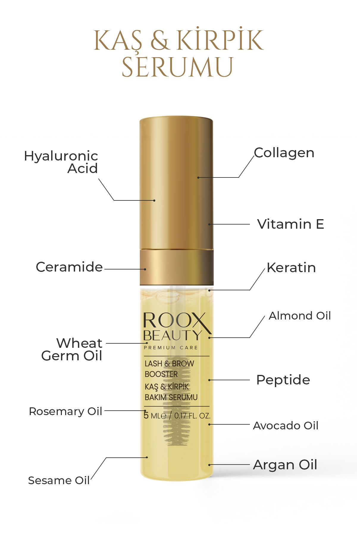 Roox Beauty-Keratin Peptide Hyaluronic - 7 Different Oily Eyebrow Eyelash Serum with Acid Ceramide and Vitamin E 2