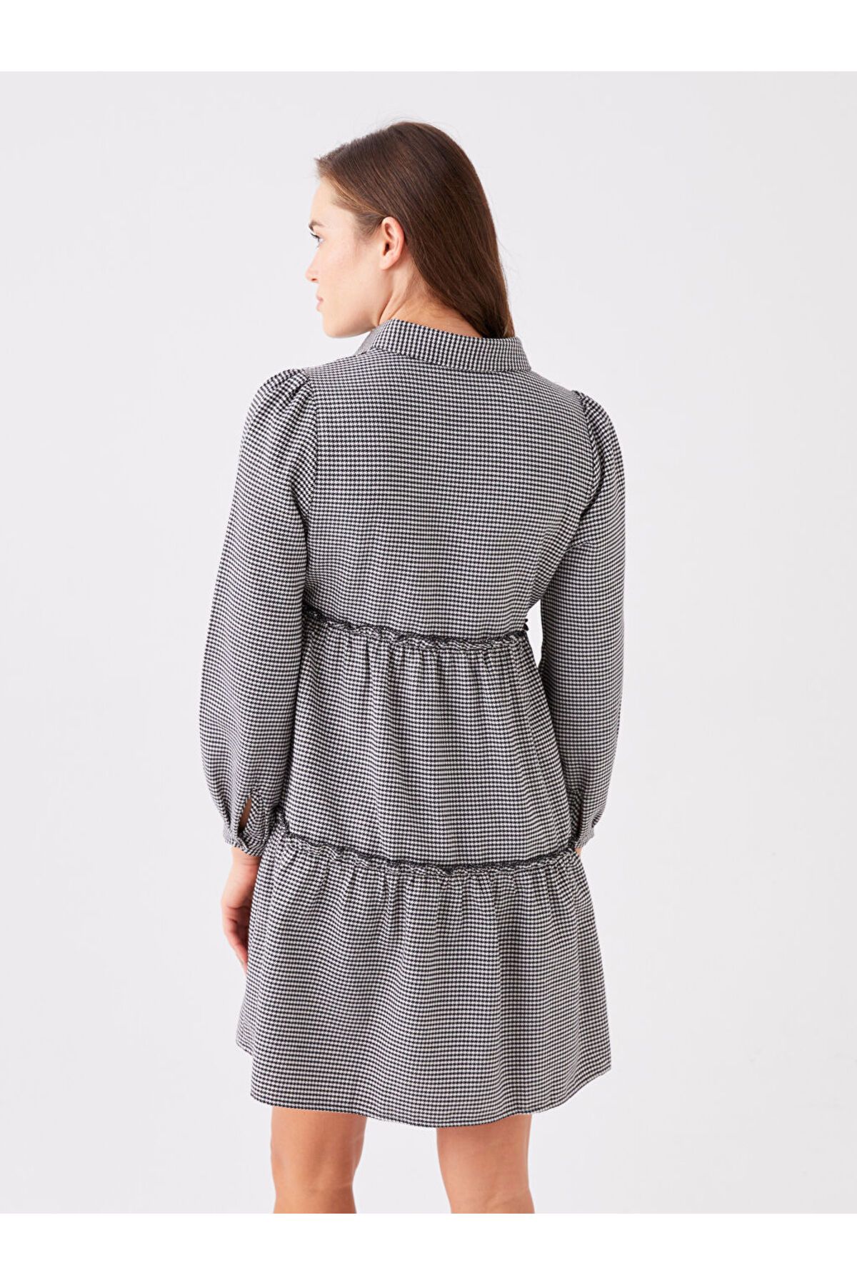 LC Waikiki-Long Sleeve Patterned Maternity Shirt Dress 5