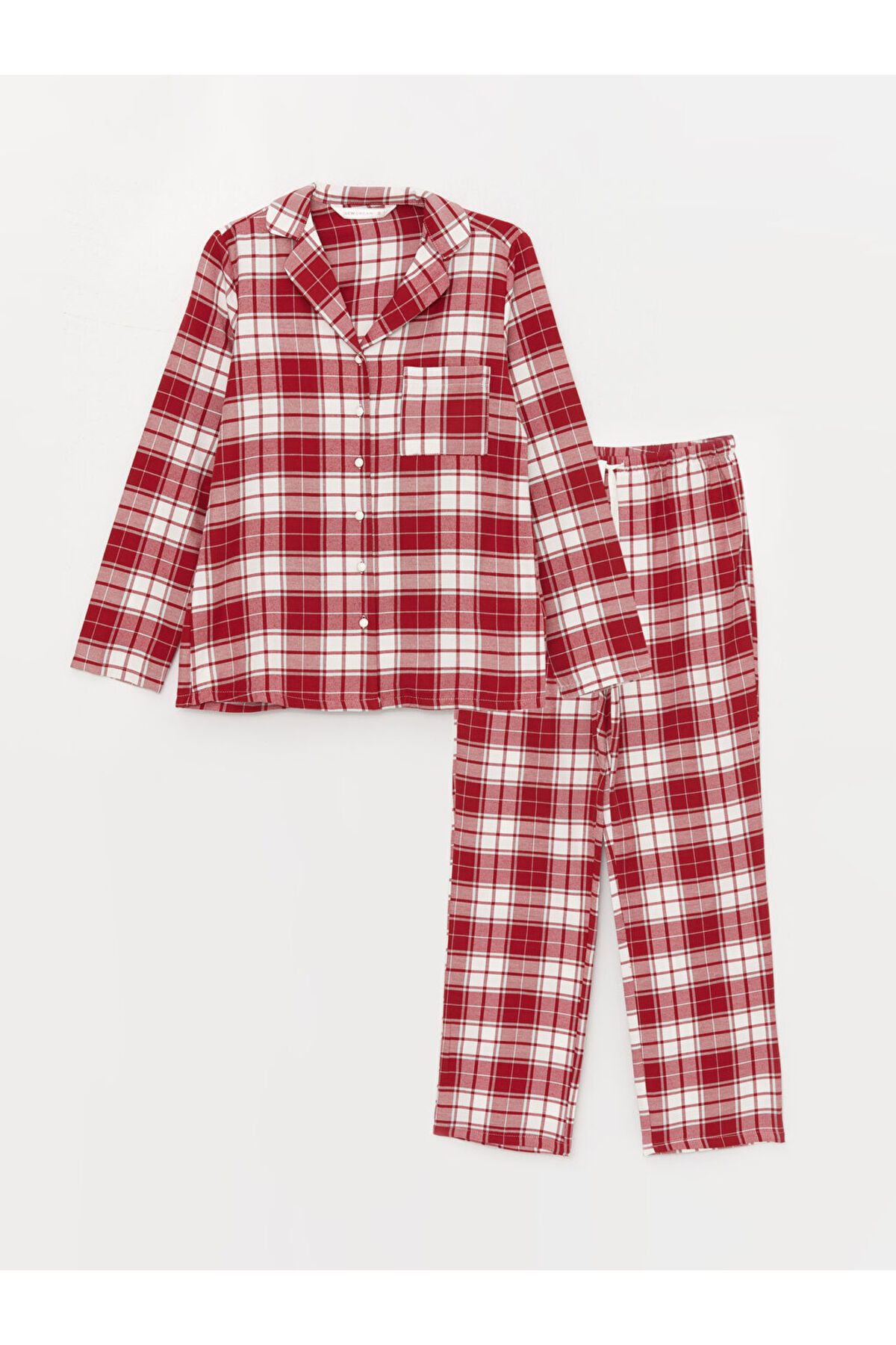 LC Waikiki-LCW DREAM Plaid Shirt Collar Long Sleeve Women's Pajamas Set 5