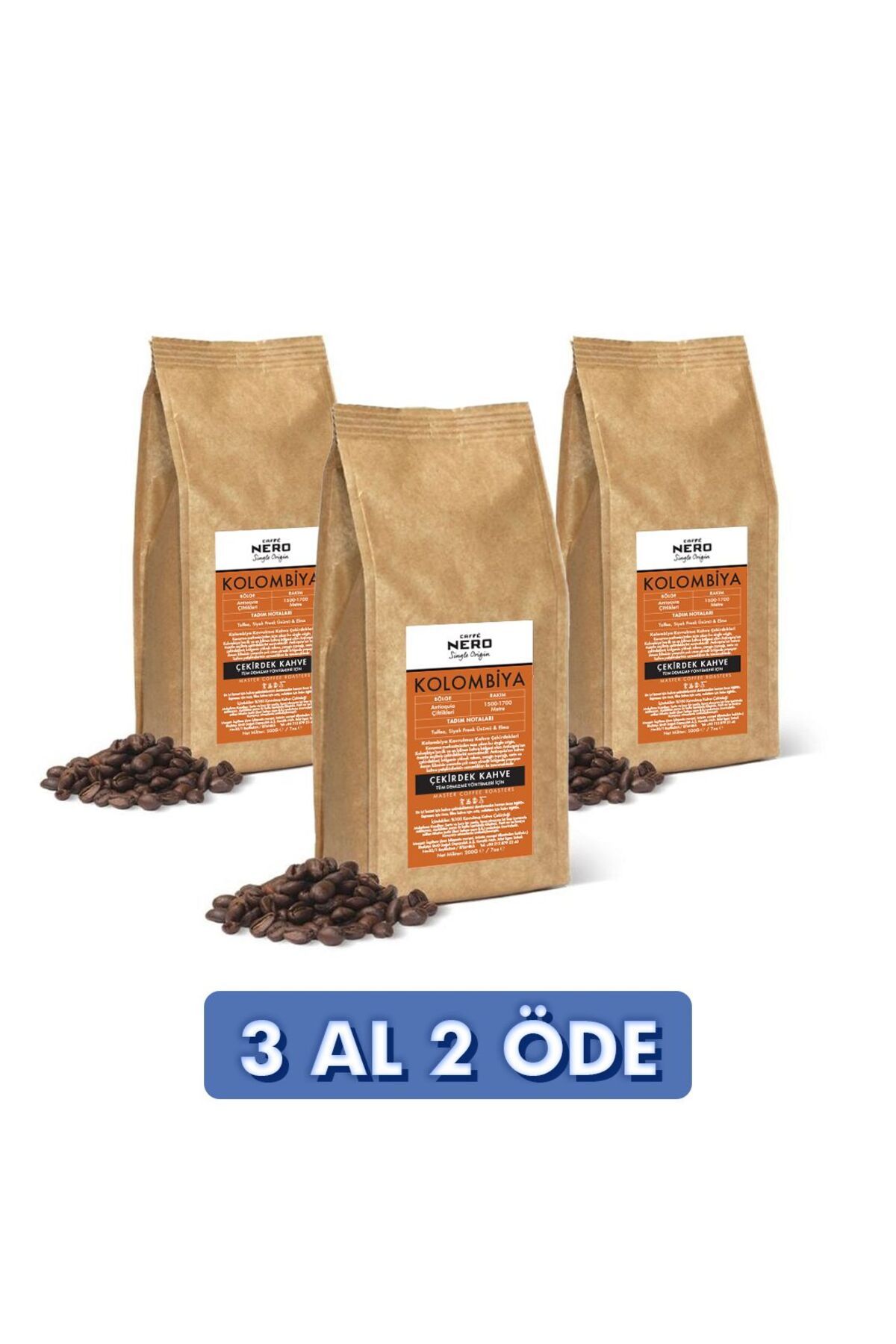 Caffé Nero Colombia Çekirdek Kahve 3 Paket (600GR)