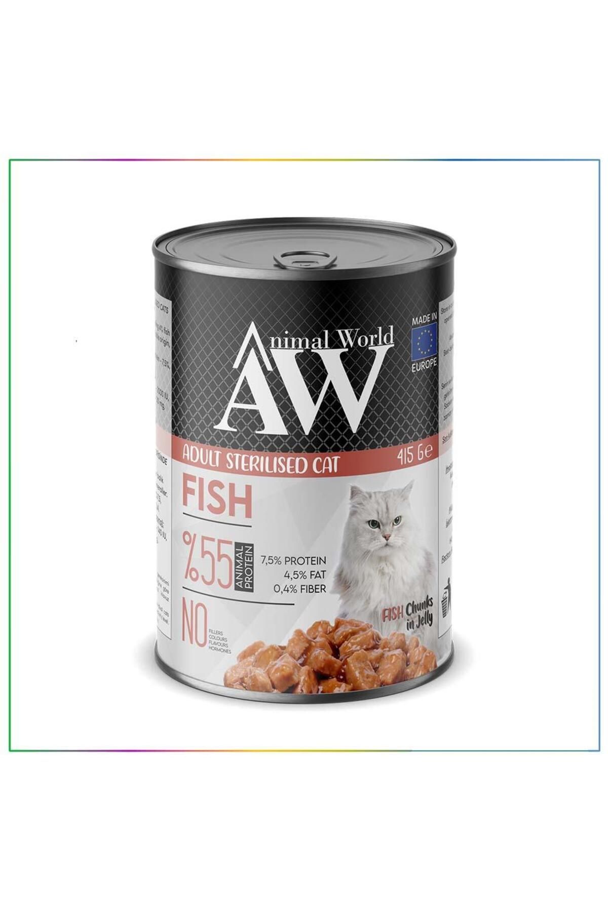 Animal World Jöle İçerisinde Balıklı Kısırlaştırılmış Kedi Konservesi 415 Gr x 24 Adet