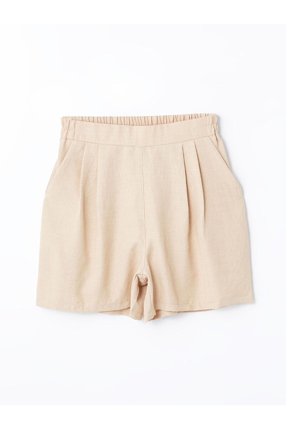 LC Waikiki-Pantaloni scurți de damă cu aspect simplu de in, cu talie elastică 5