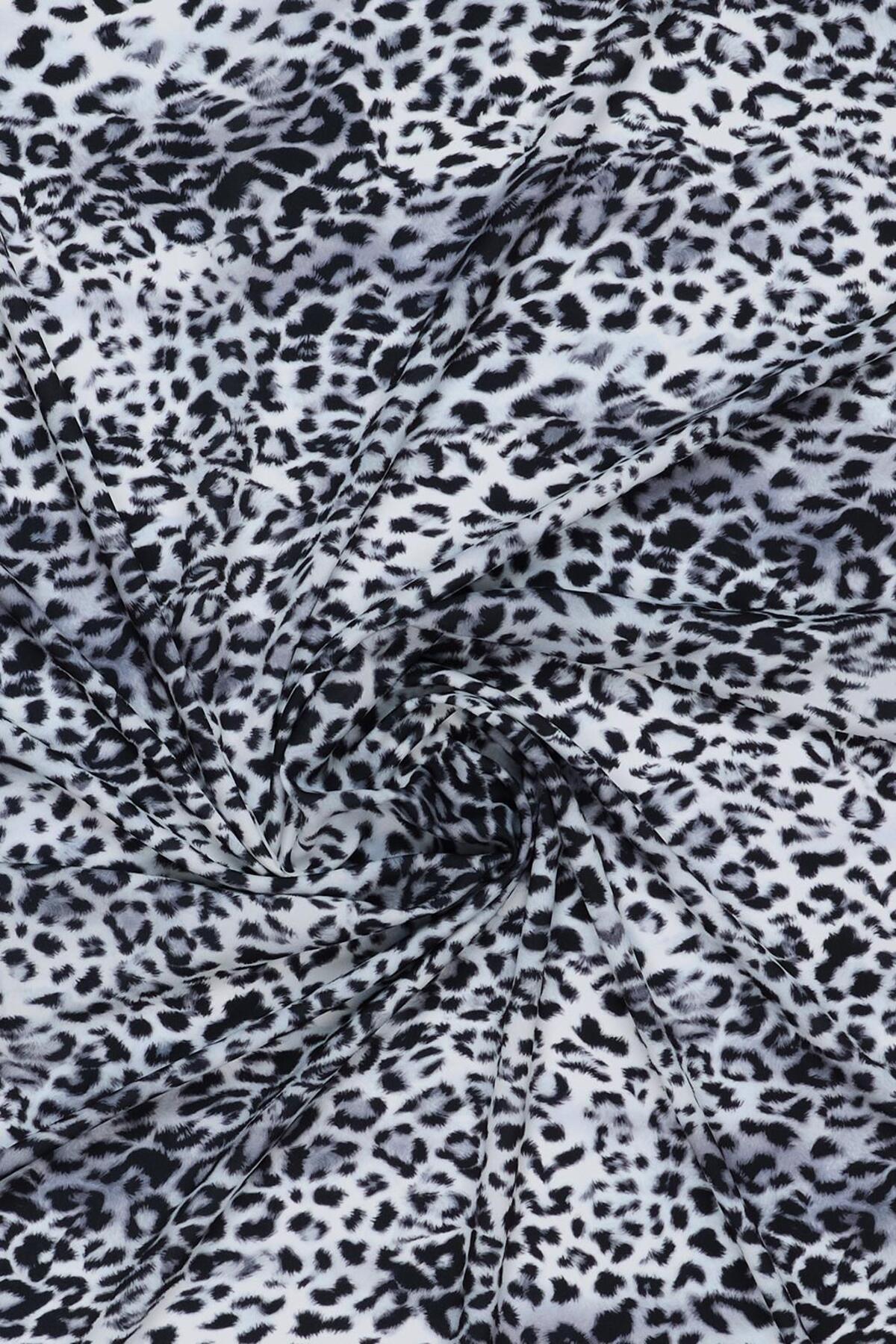 Qef-Black Leopard Patterned Daily Print Shawl 7