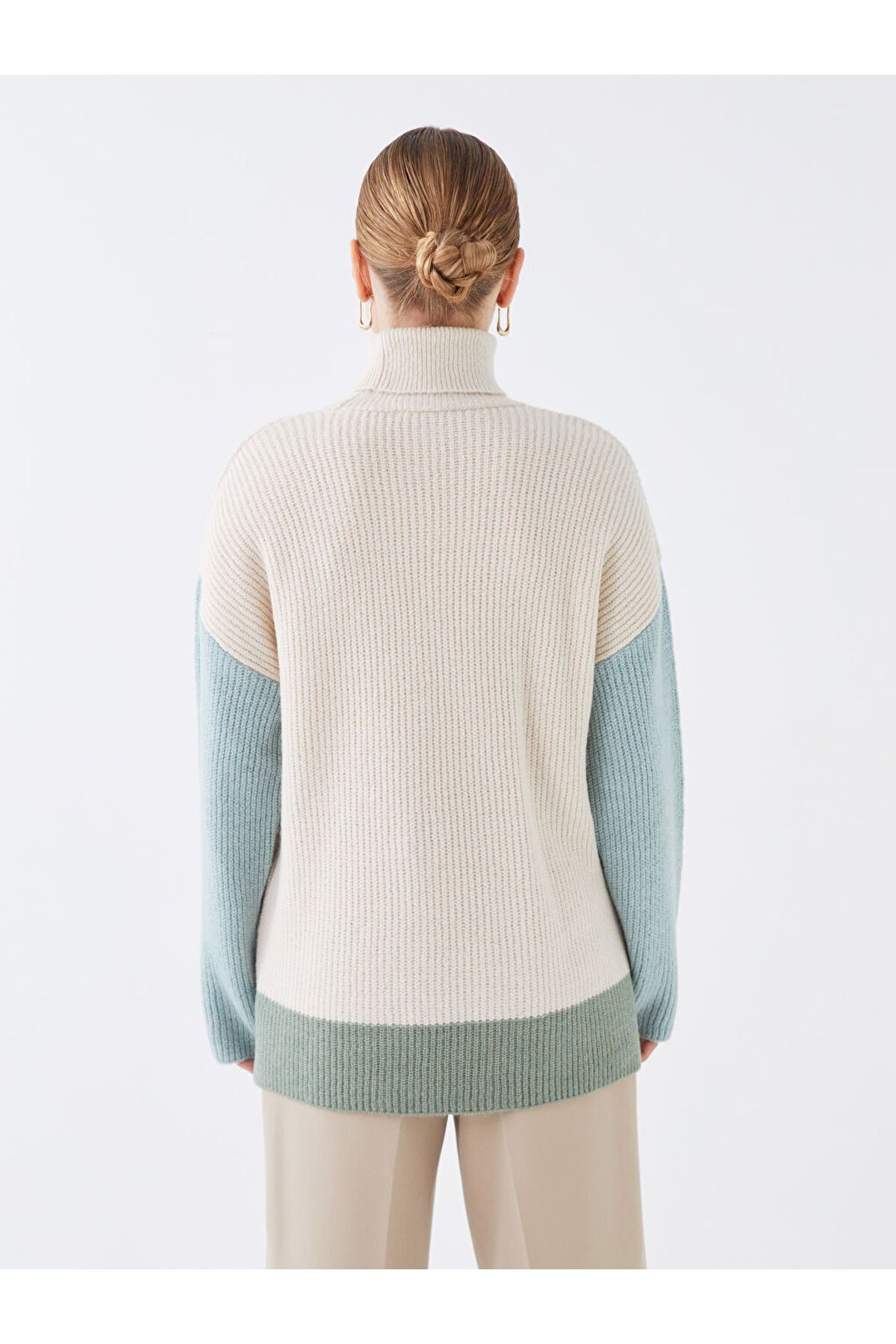 LC Waikiki-Turtleneck Color Block hosszú ujjú női kötött pulóver 5