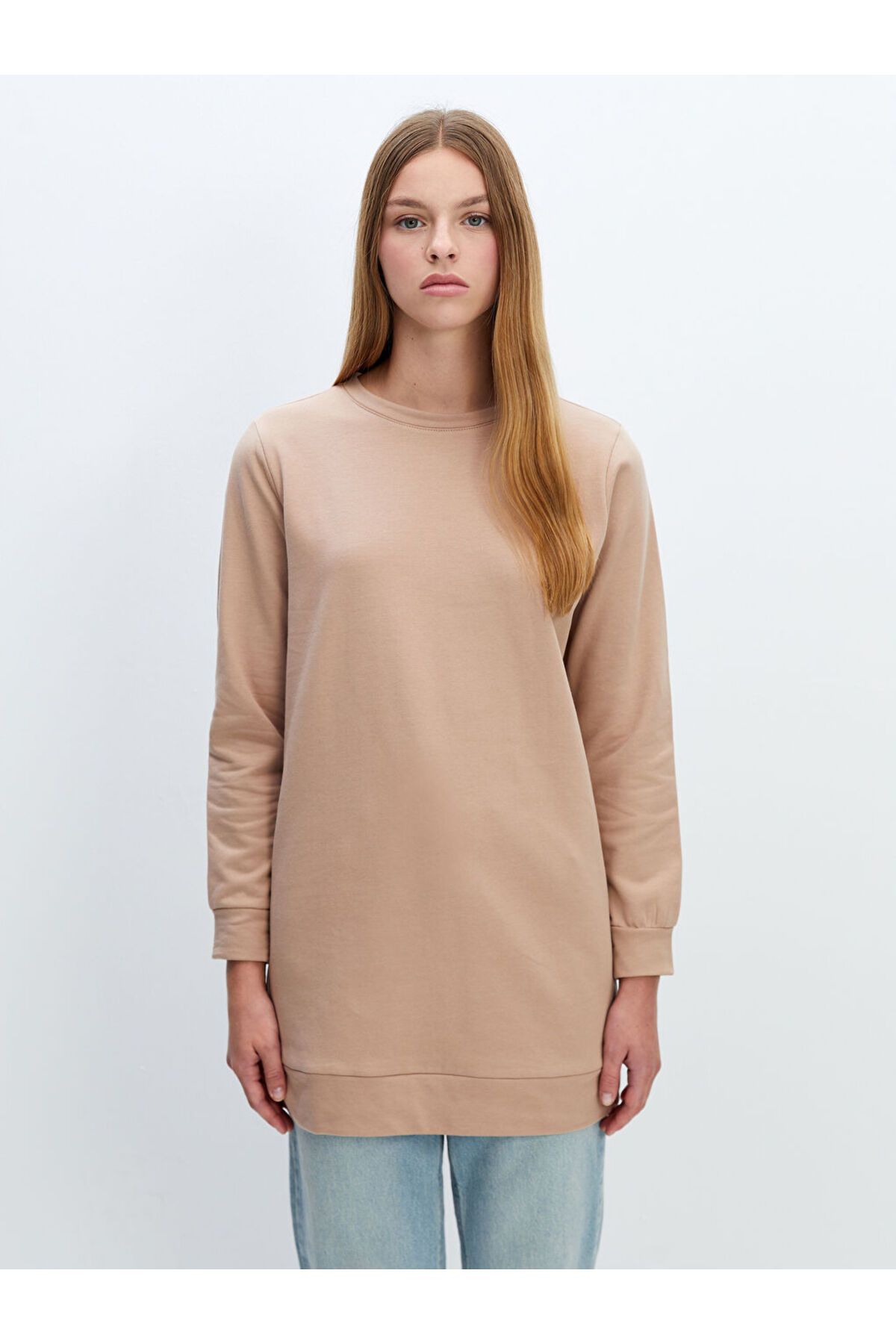 LC Waikiki Bisiklet Yaka Kadın Kalın Sweatshirt Tunik