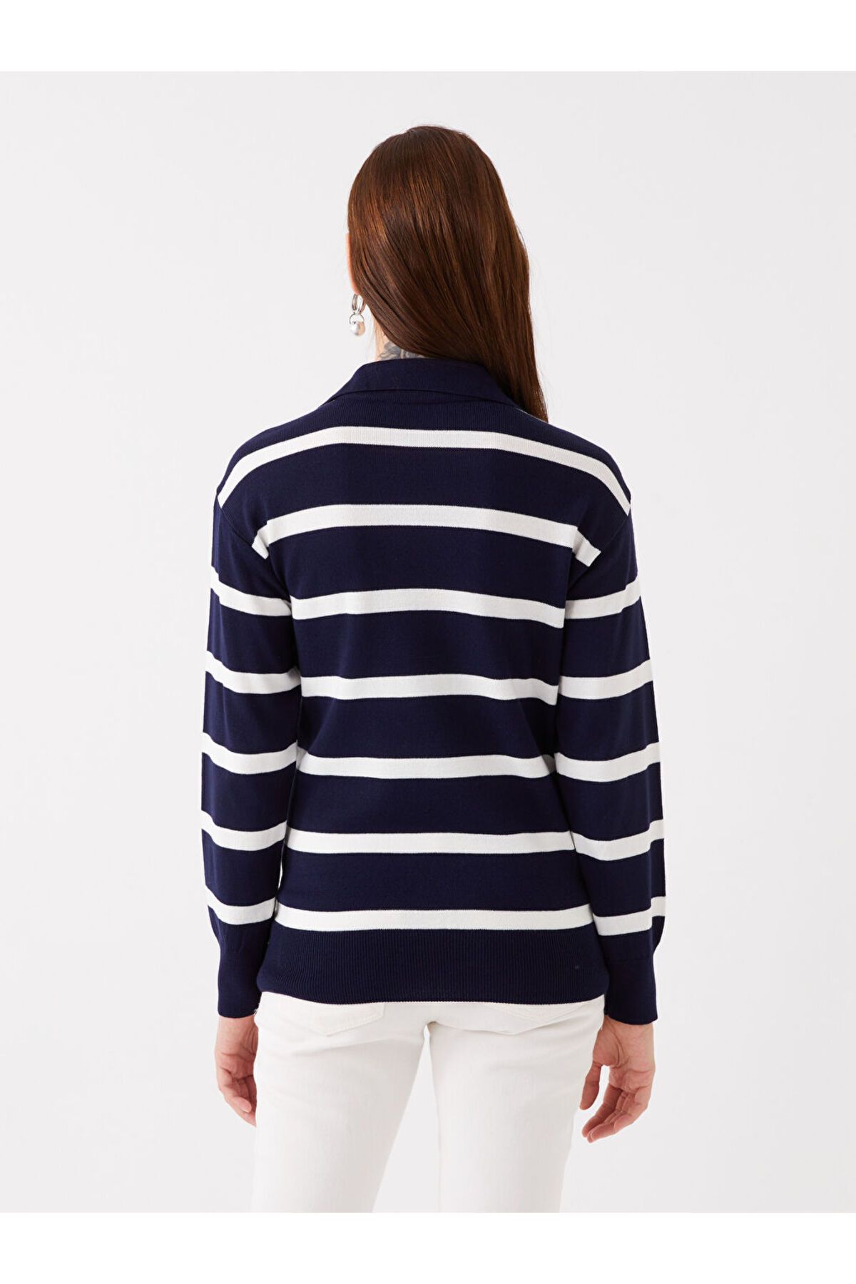 LC Waikiki-LCWAIKIKI Maternity Polo Neck Striped Long Sleeve Maternity Knitwear Sweater 5
